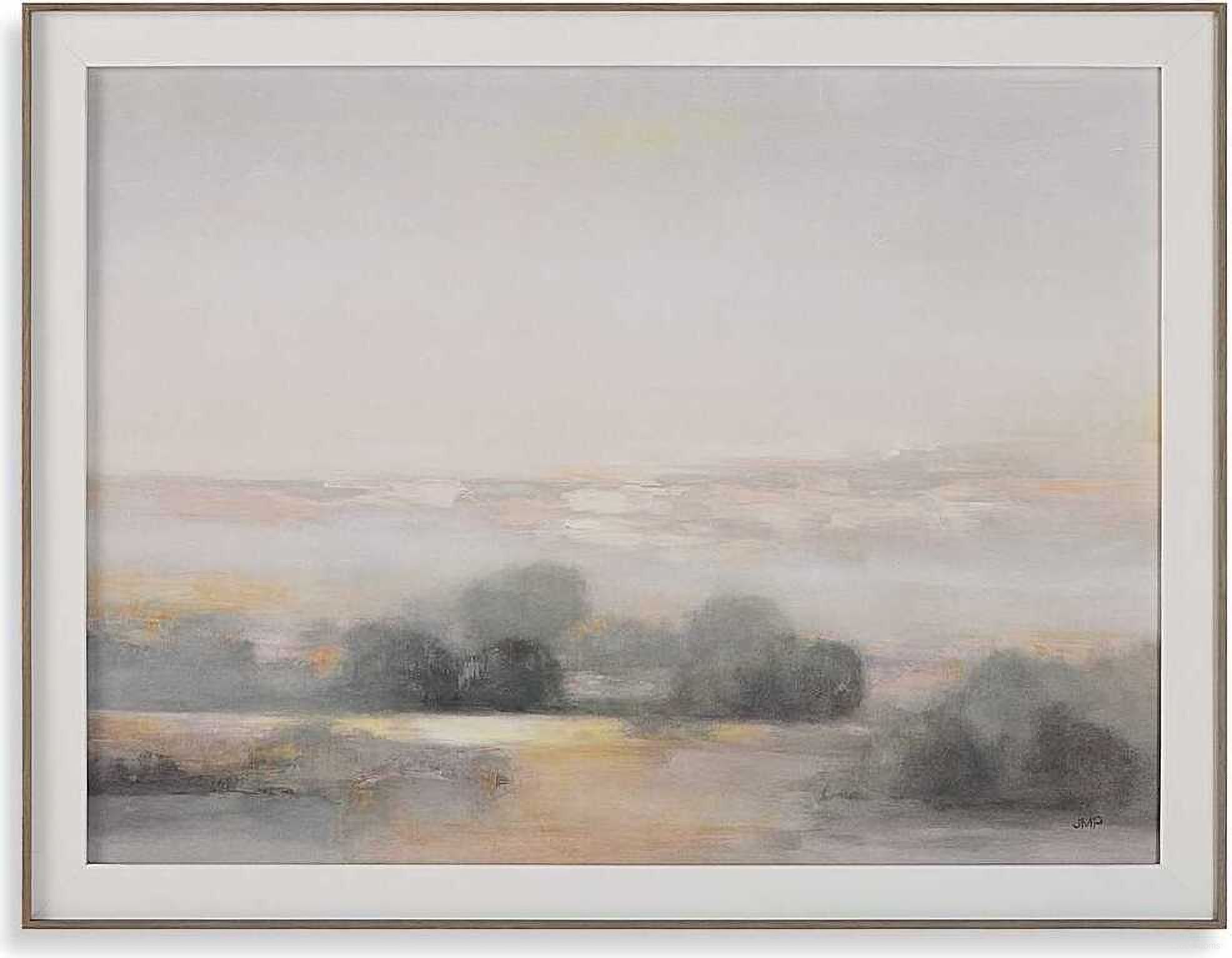 Atmospheric Neutral Landscape Print In Multi
