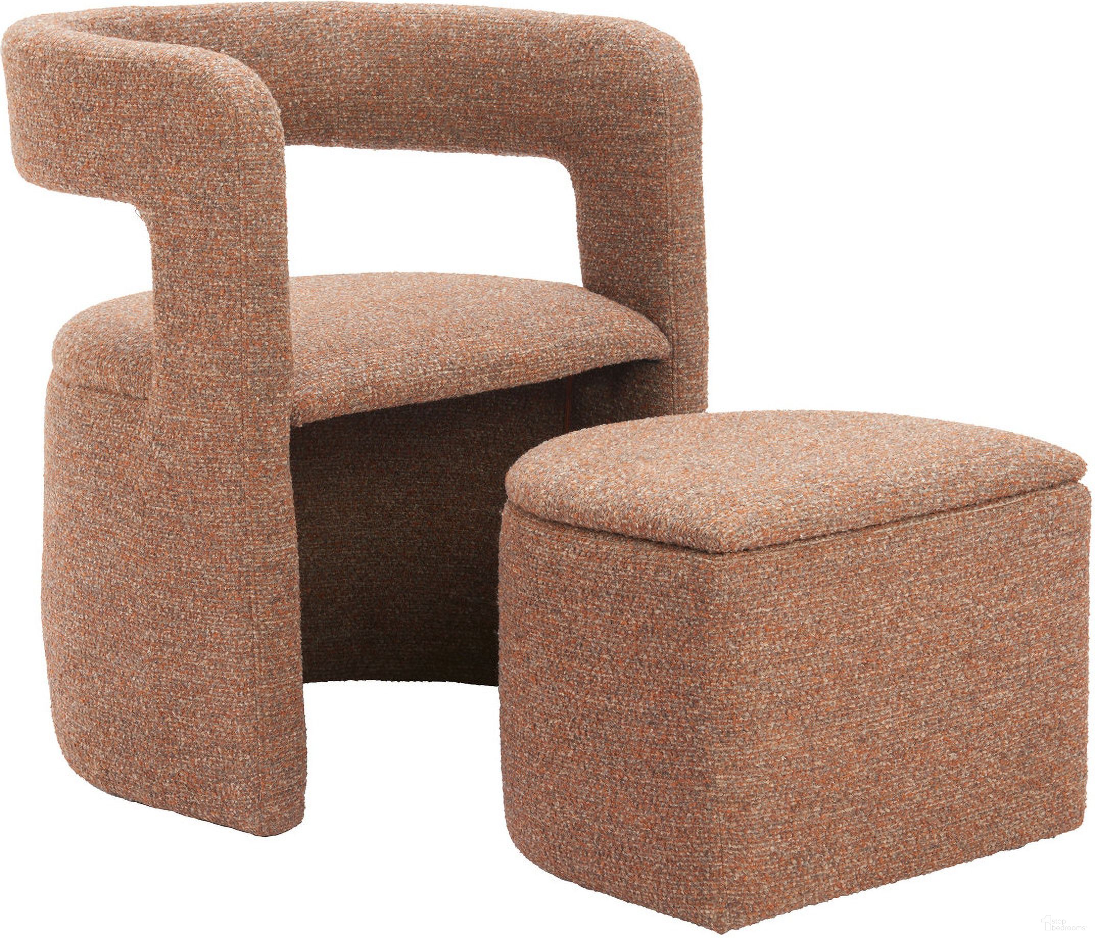 Atria Accent Chair and Ottoman In Tawny Brown