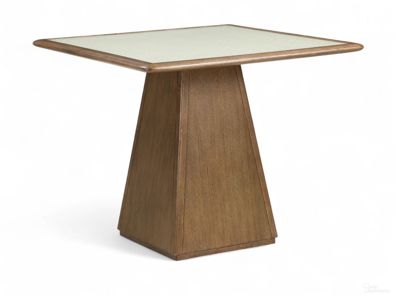 The appearance of Atrium 36 Inch Glass and Cane Top with Solid Wood Base Dining Table In Brown designed by Meridian in the modern / contemporary interior design. This brown piece of furniture was selected by 1StopBedrooms from Atrium Collection to add a touch of cosiness and style into your home. Sku: 88071Brown-DT36 Box 1/2 (Top);88071Brown-DT36 Box 2/2 (Base). Table Base Style: Pedestal. Table Top Shape: Square. Size: 36" x 36". Material: Cane.