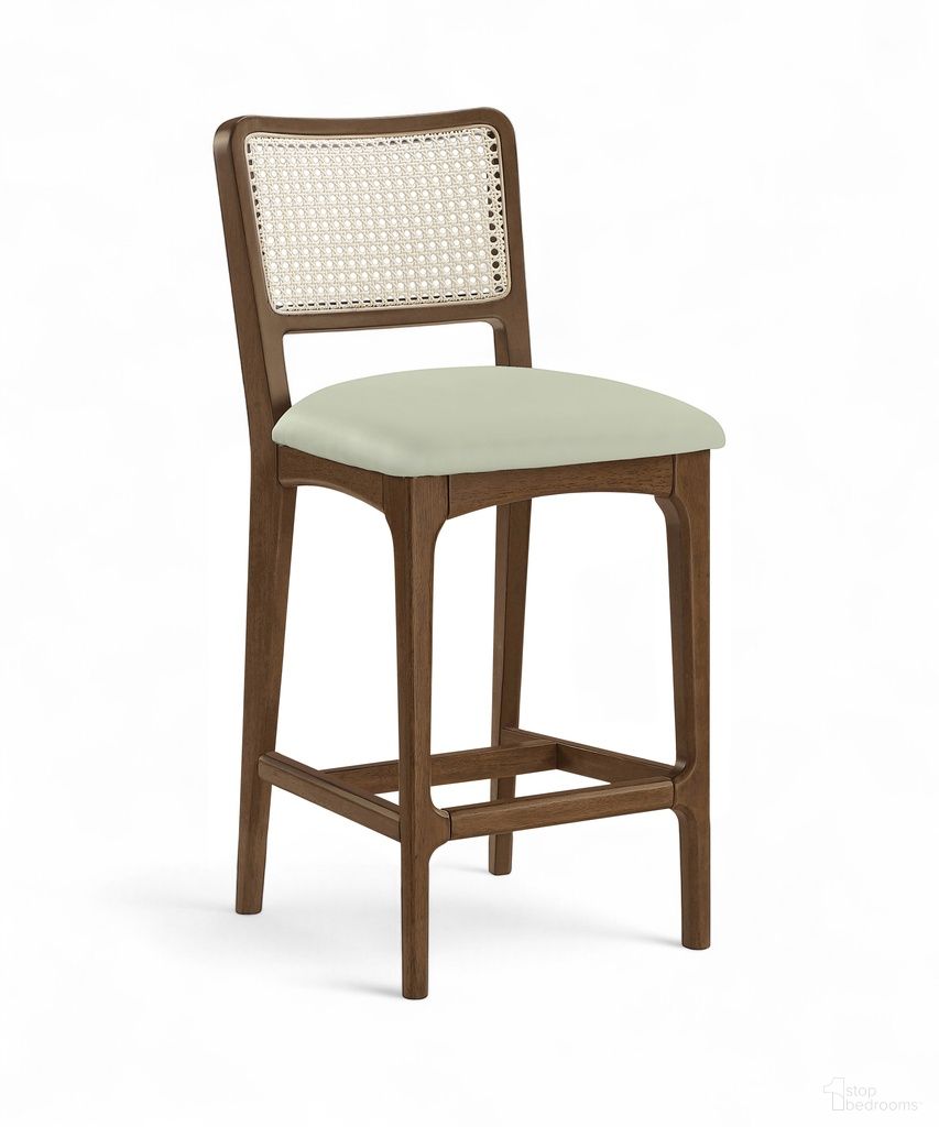 The appearance of Atrium Cane Back and Vegan Leather Upholstered Seat Counter Stool Set of 2 In Mint designed by Meridian in the modern / contemporary interior design. This mint piece of furniture was selected by 1StopBedrooms from Atrium Collection to add a touch of cosiness and style into your home. Sku: 88073Mint-C. Material: Cane.