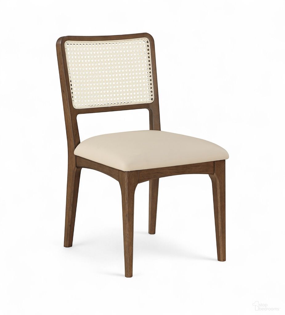 The appearance of Atrium Cane Back and Vegan Leather Upholstered Seat Dining Chair Set of 2 In Beige designed by Meridian in the modern / contemporary interior design. This beige piece of furniture was selected by 1StopBedrooms from Atrium Collection to add a touch of cosiness and style into your home. Sku: 88071Beige-C. Material: Cane. Chair Type: Side Chair.