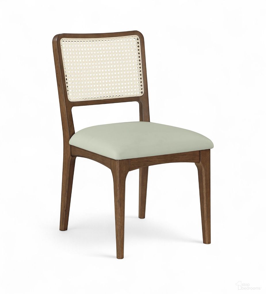 The appearance of Atrium Cane Back and Vegan Leather Upholstered Seat Dining Chair Set of 2 In Mint designed by Meridian in the modern / contemporary interior design. This mint piece of furniture was selected by 1StopBedrooms from Atrium Collection to add a touch of cosiness and style into your home. Sku: 88071Mint-C. Material: Cane. Chair Type: Side Chair.