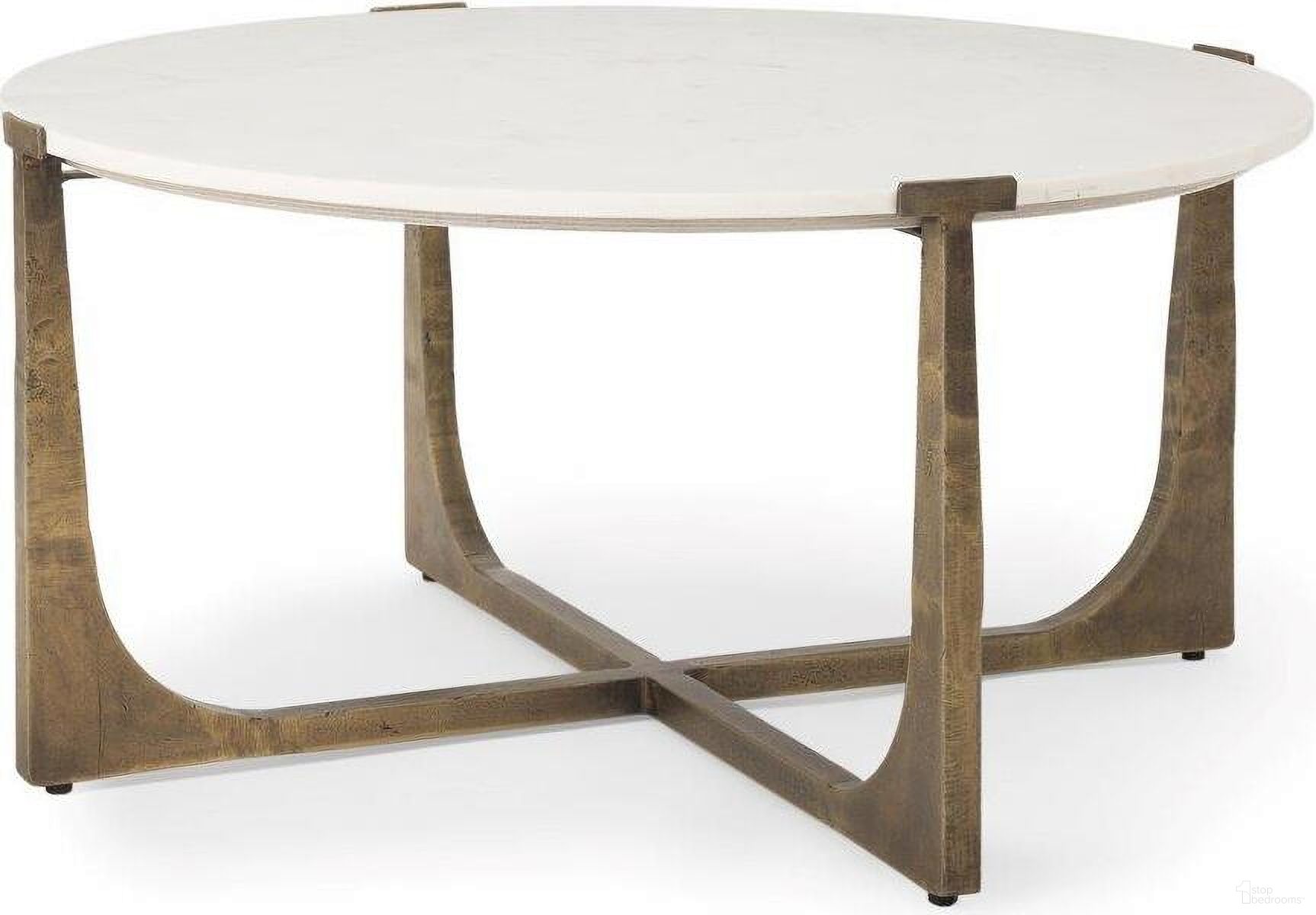 The appearance of Atticus Marble And Antiqued Gold Metal Coffee Table designed by Mercana in the modern / contemporary interior design. This antique gold and white piece of furniture  was selected by 1StopBedrooms from Atticus Collection to add a touch of cosiness and style into your home. Sku: 69731-AB. Material: Metal.