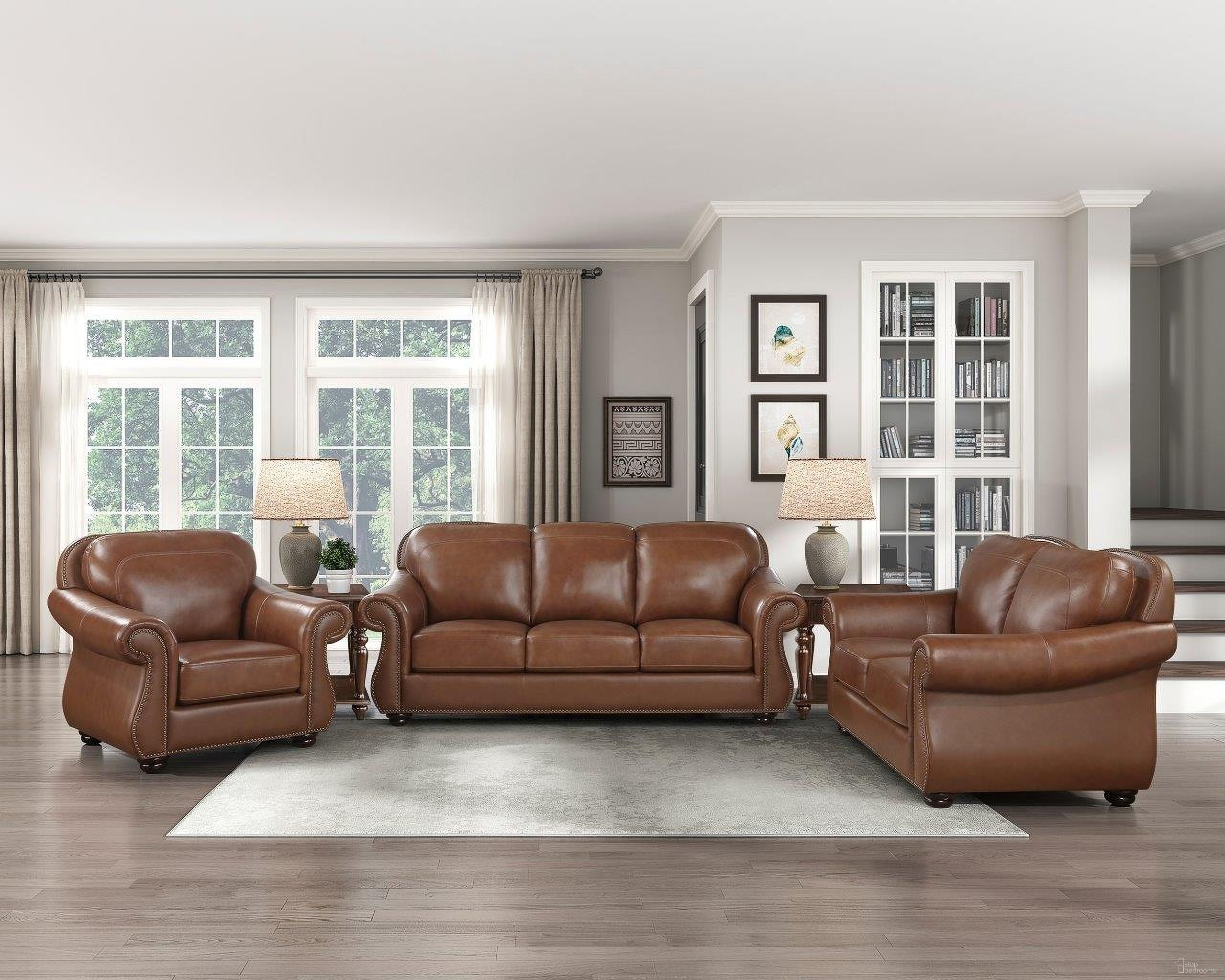 The appearance of Attleboro Living Room Set In Brown designed by Homelegance in the traditional interior design. This brown piece of furniture was selected by 1StopBedrooms from Attleboro Collection to add a touch of cosiness and style into your home. Sku: 9270BR-3;9270BR-2. Material: Leather.