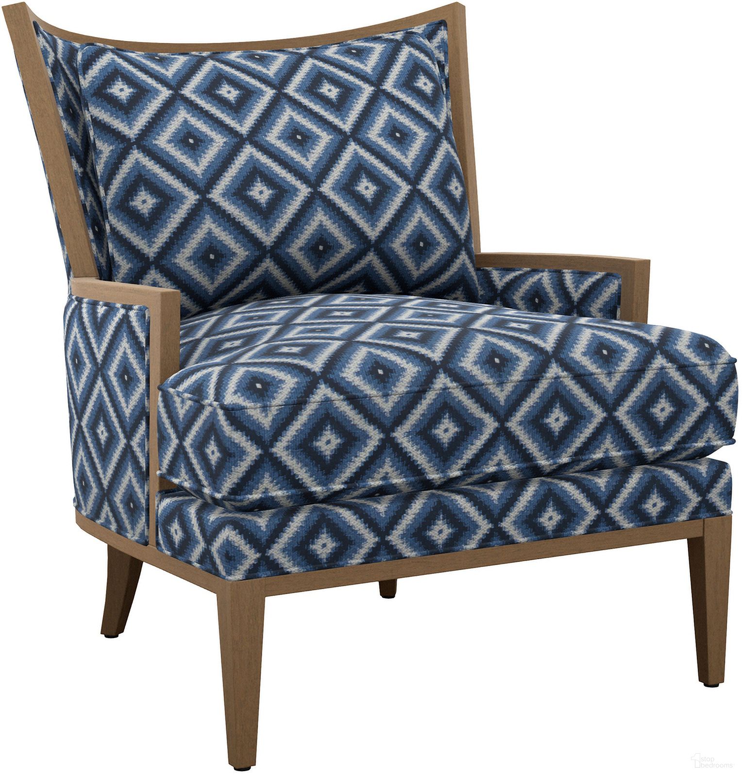 The appearance of Featured Upholstery Atwood Chair In Blue designed by Barclay Butera in the transitional interior design. This blue piece of furniture was selected by 1StopBedrooms from Featured Upholstery Collection to add a touch of cosiness and style into your home. Sku: 5340-11-70. Material: Fabric.