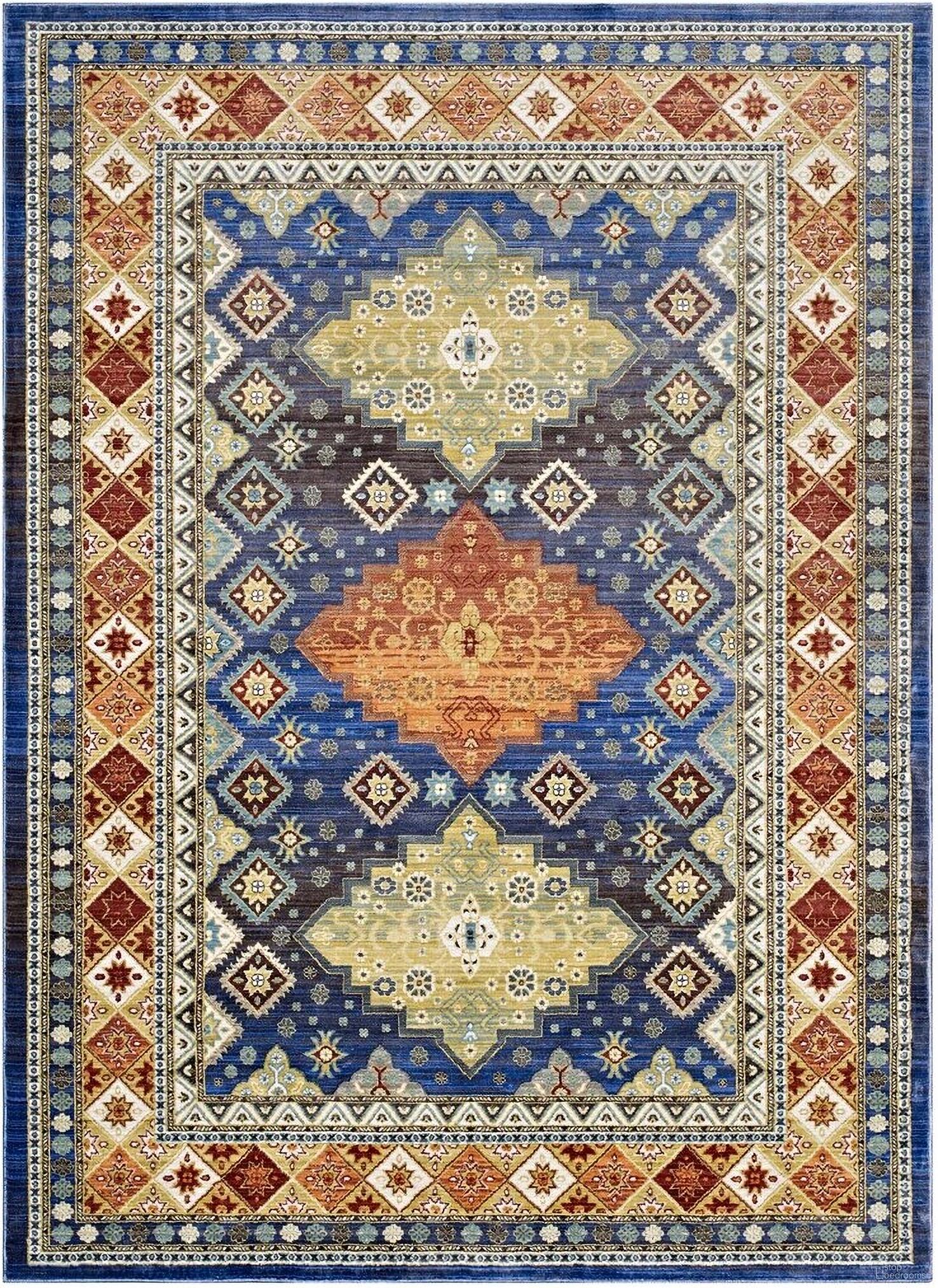 The appearance of Atzi Distressed Southwestern Diamond Floral 8X10 Area Rug In Blue designed by Modway in the rustic / southwestern interior design. This blue piece of furniture was selected by 1StopBedrooms from Atzi Collection to add a touch of cosiness and style into your home. Sku: R-1117A-810. Material: Polyester.