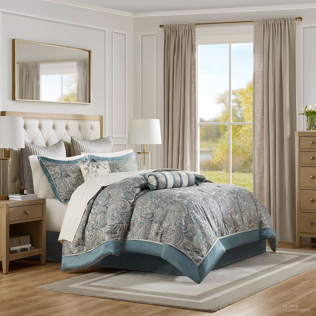 The appearance of Aubrey 12 Piece Queen Comforter Set with Cotton Bed Sheets In Teal designed by Olliix in the traditional interior design. This teal piece of furniture  was selected by 1StopBedrooms from Aubrey Collection to add a touch of cosiness and style into your home. Sku: MP10-8311. Bed Size: Queen. Material: Cotton.