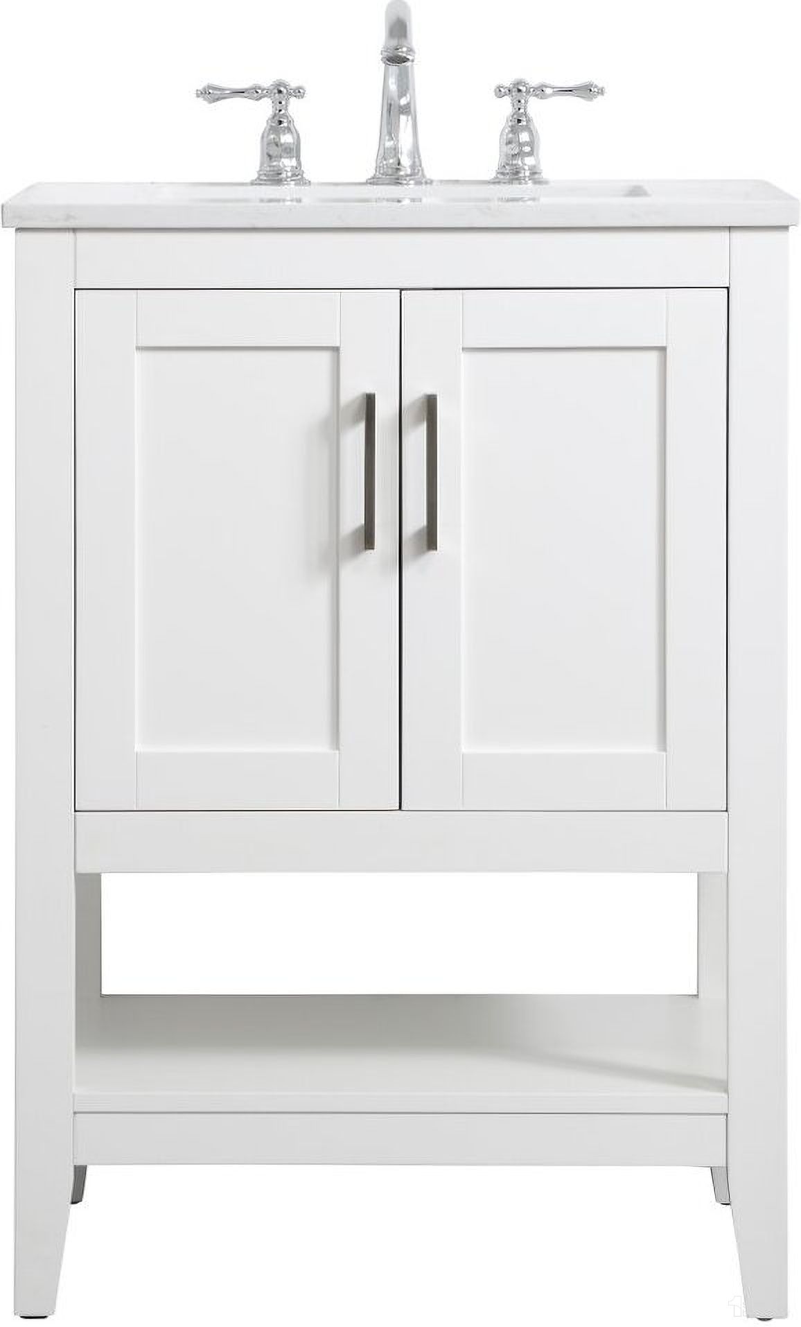 The appearance of Aubrey 24 Inch Single Bathroom Vanity In White designed by Elegant Lighting in the traditional interior design. This white piece of furniture was selected by 1StopBedrooms from Aubrey Collection to add a touch of cosiness and style into your home. Sku: VF16024WH. Material: Metal.