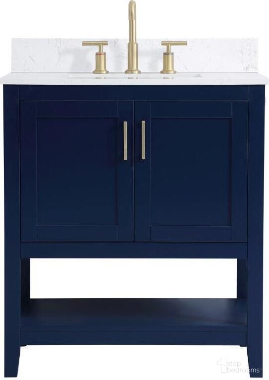 The appearance of Aubrey 30 Inch Single Bathroom Vanity In Blue With Backsplash designed by Elegant Lighting in the traditional interior design. This blue piece of furniture was selected by 1StopBedrooms from Aubrey Collection to add a touch of cosiness and style into your home. Sku: VF16030BL-BS. Material: Wood.