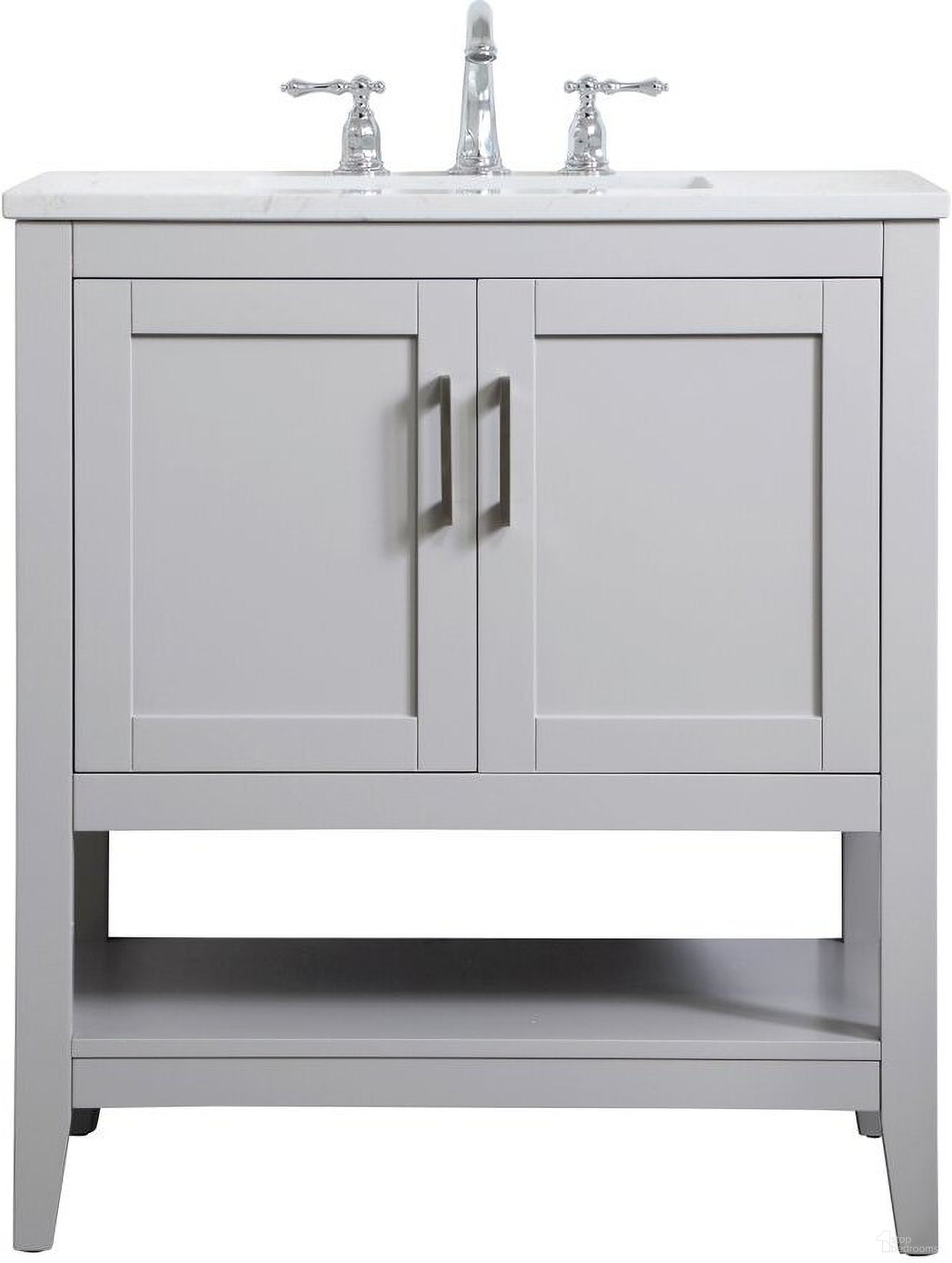 The appearance of Aubrey 30 Inch Single Bathroom Vanity In Grey designed by Elegant Lighting in the traditional interior design. This grey piece of furniture  was selected by 1StopBedrooms from Aubrey Collection to add a touch of cosiness and style into your home. Sku: VF16030GR. Material: Metal.