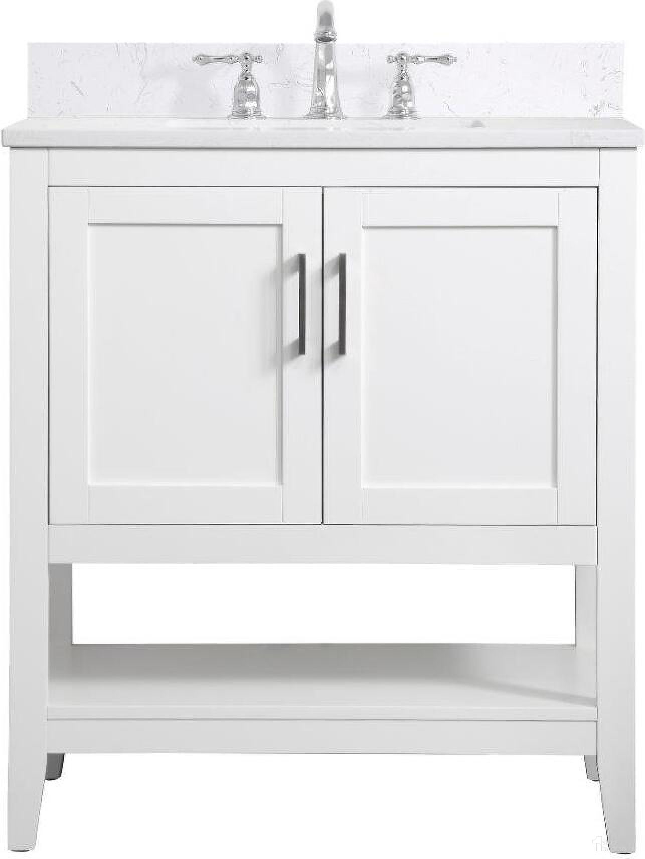 The appearance of Aubrey 30 Inch Single Bathroom Vanity In White With Backsplash designed by Elegant Lighting in the traditional interior design. This white piece of furniture was selected by 1StopBedrooms from Aubrey Collection to add a touch of cosiness and style into your home. Sku: VF16030WH-BS. Material: Wood.