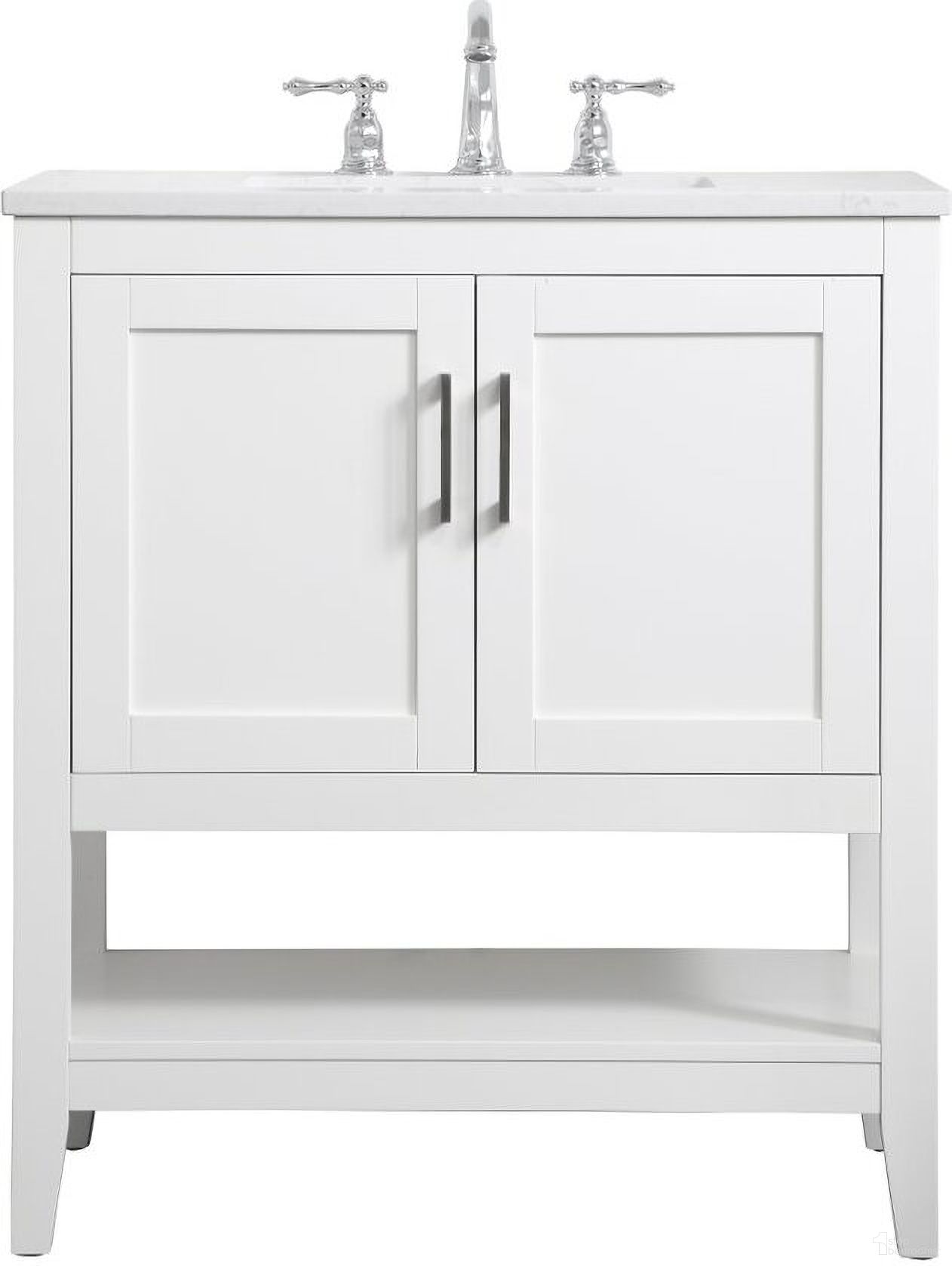 The appearance of Aubrey 30 Inch Single Bathroom Vanity In White designed by Elegant Lighting in the traditional interior design. This white piece of furniture  was selected by 1StopBedrooms from Aubrey Collection to add a touch of cosiness and style into your home. Sku: VF16030WH. Material: Metal.
