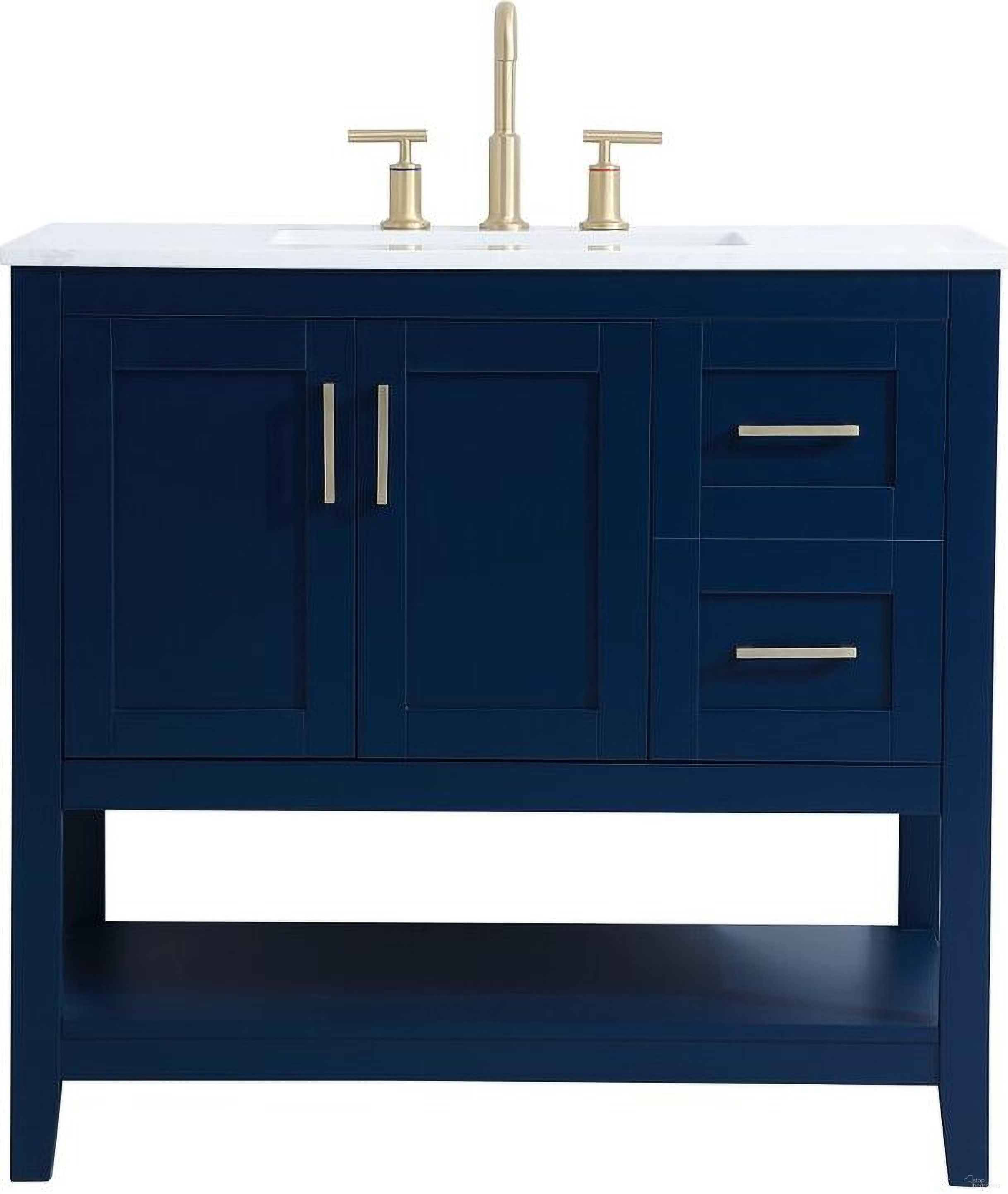 The appearance of Aubrey 36 Inch Single Bathroom Vanity In Blue designed by Elegant Lighting in the traditional interior design. This blue piece of furniture was selected by 1StopBedrooms from Aubrey Collection to add a touch of cosiness and style into your home. Sku: VF16036BL. Material: Wood.