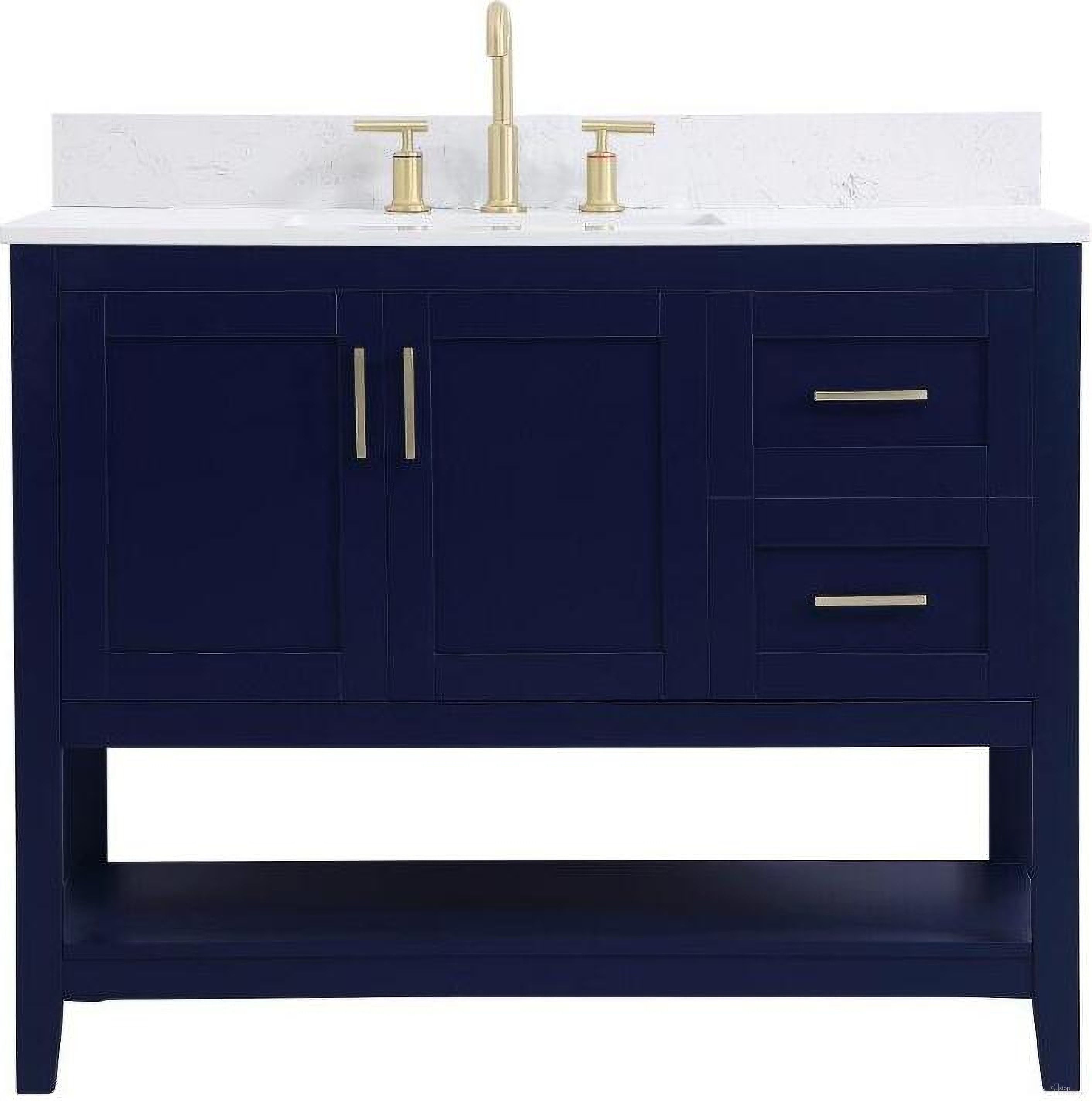 The appearance of Aubrey 42 Inch Single Bathroom Vanity In Blue With Backsplash designed by Elegant Lighting in the traditional interior design. This blue piece of furniture was selected by 1StopBedrooms from Aubrey Collection to add a touch of cosiness and style into your home. Sku: VF16042BL-BS. Material: Wood.