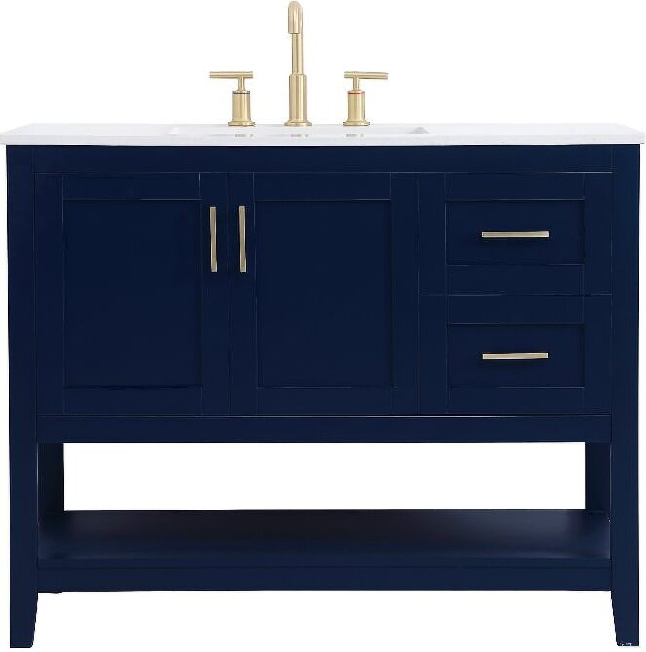 The appearance of Aubrey 42 Inch Single Bathroom Vanity In Blue designed by Elegant Lighting in the traditional interior design. This blue piece of furniture was selected by 1StopBedrooms from Aubrey Collection to add a touch of cosiness and style into your home. Sku: VF16042BL. Material: Wood.
