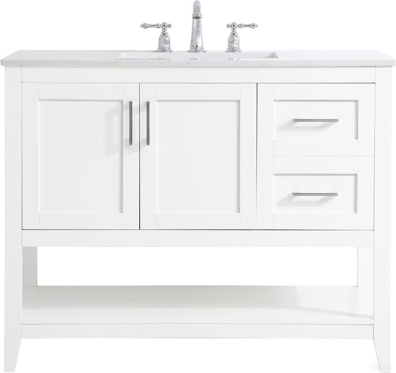 The appearance of Aubrey 42 Inch Single Bathroom Vanity In White designed by Elegant Lighting in the traditional interior design. This white piece of furniture  was selected by 1StopBedrooms from Aubrey Collection to add a touch of cosiness and style into your home. Sku: VF16042WH. Material: Wood.
