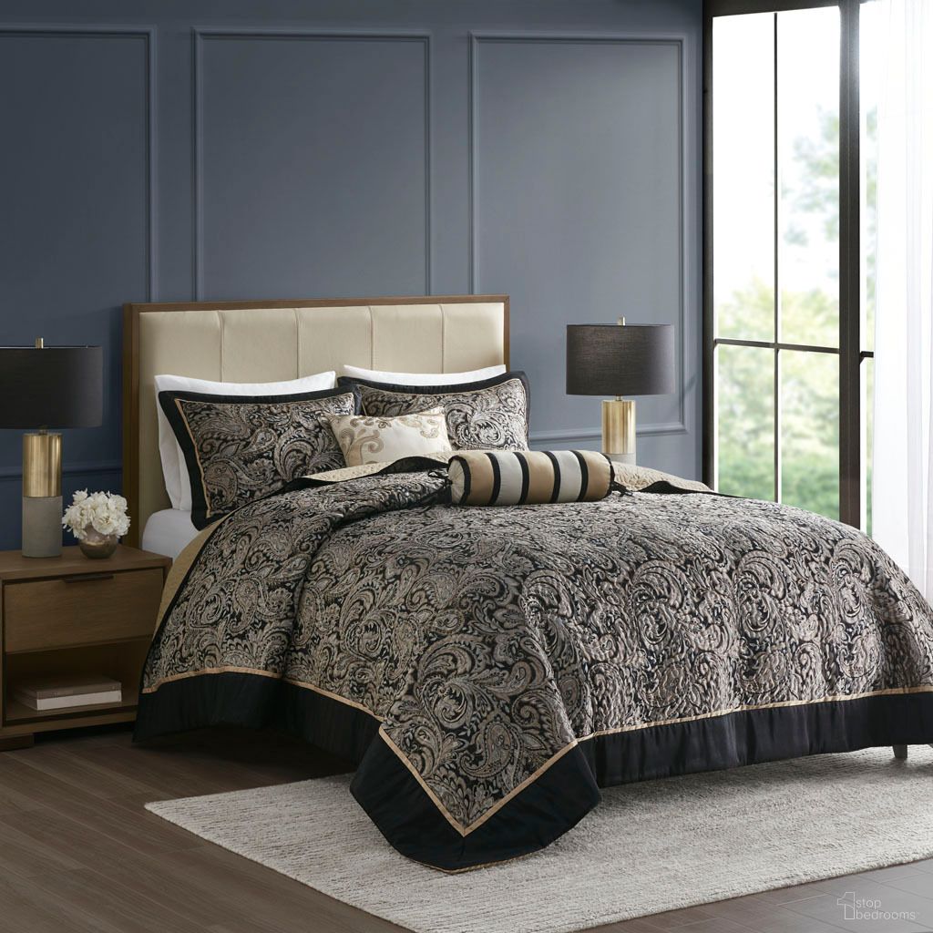 The appearance of Aubrey 5 Piece Jacquard King Bedspread Set with Throw Pillows In Black designed by Olliix in the traditional interior design. This black piece of furniture was selected by 1StopBedrooms from Aubrey Collection to add a touch of cosiness and style into your home. Sku: MP13-7961. Material: Polyester. Bed Size: King.