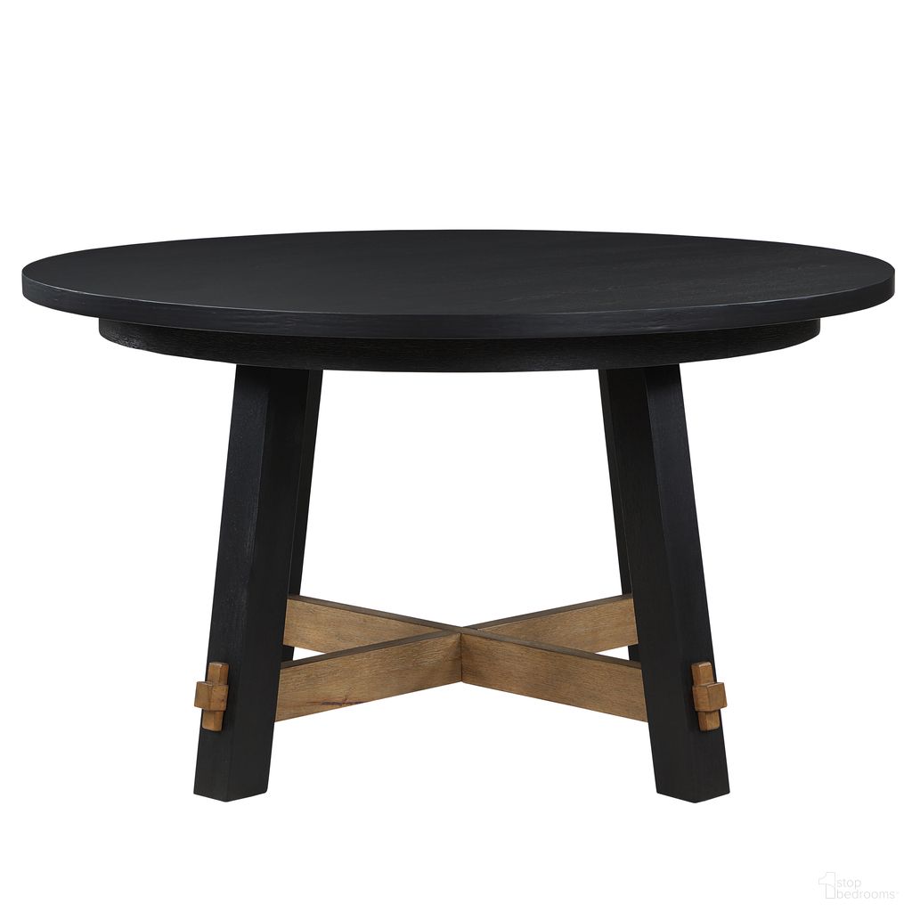The appearance of Aubrey 54 Inch Round Dining Table In Black designed by Steve Silver in the rustic / southwestern interior design. This black piece of furniture was selected by 1StopBedrooms from Aubrey Collection to add a touch of cosiness and style into your home. Sku: ABR5454KT. Table Base Style: Trestle. Table Top Shape: Round. Material: MDF. Size: 54".