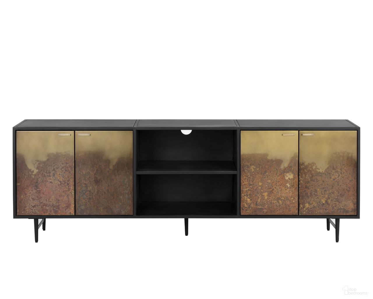 Auburn Storage Cabinet In Antique Brass and Black
