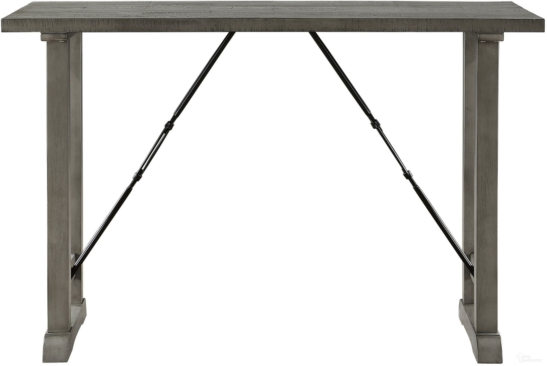 The appearance of Auburndale Counter Height Table In Gray designed by Homelegance in the industrial interior design. This gray piece of furniture was selected by 1StopBedrooms from Auburndale Collection to add a touch of cosiness and style into your home. Sku: 5685-32. Table Base Style: Trestle. Material: Wood. Table Top Shape: Rectangular. Size: 24" x 54".