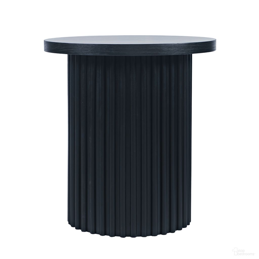 The appearance of Auden 24 Inch Round Fluted Pedestal Base End Table In Black designed by Jofran in the modern / contemporary interior design. This black piece of furniture was selected by 1StopBedrooms from Auden Collection to add a touch of cosiness and style into your home. Sku: 2420-3TBLK;2420-3BBLK. Material: MDF.