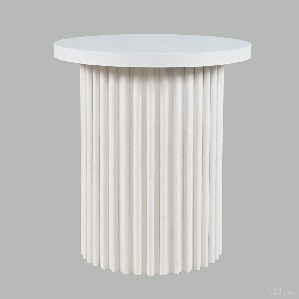 The appearance of Auden 24 Inch Round Fluted Pedestal Base End Table In White designed by Jofran in the modern / contemporary interior design. This white piece of furniture was selected by 1StopBedrooms from Auden Collection to add a touch of cosiness and style into your home. Sku: 2420-3TWHT;2420-3BWHT. Material: MDF.