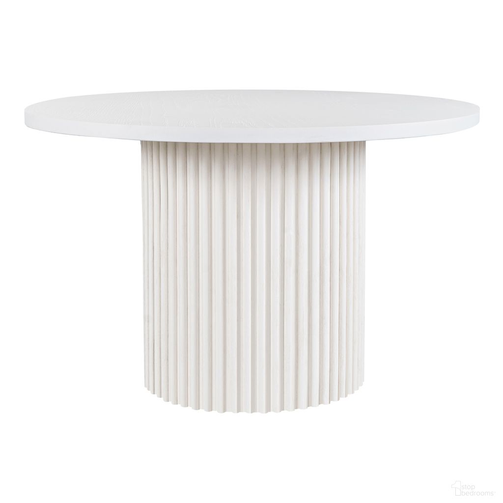 Auden 48 Inch Round Fluted Pedestal Base Dining Table In White