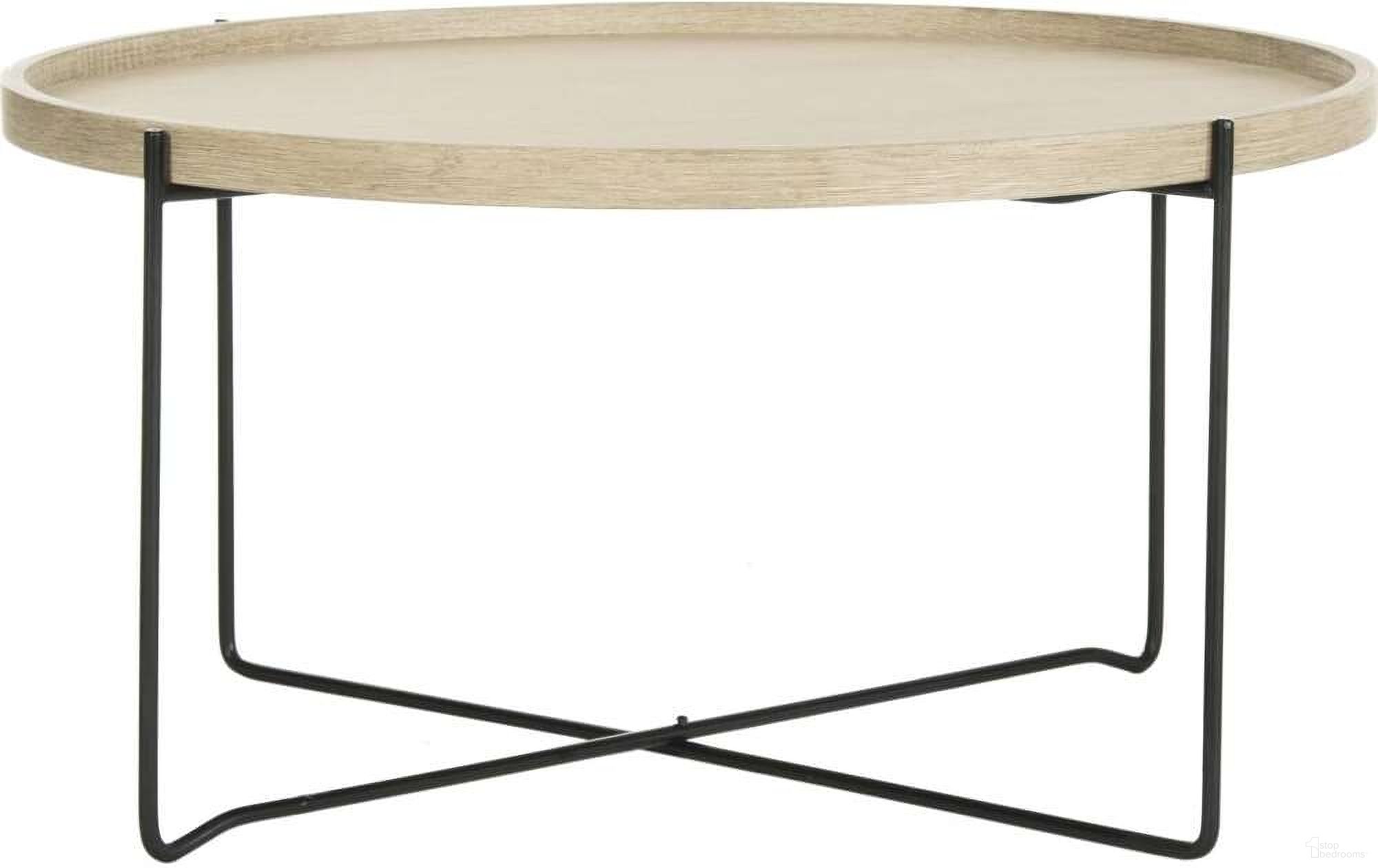 Auden Light Oak and Black Retro Mid Century Wood Accent Table