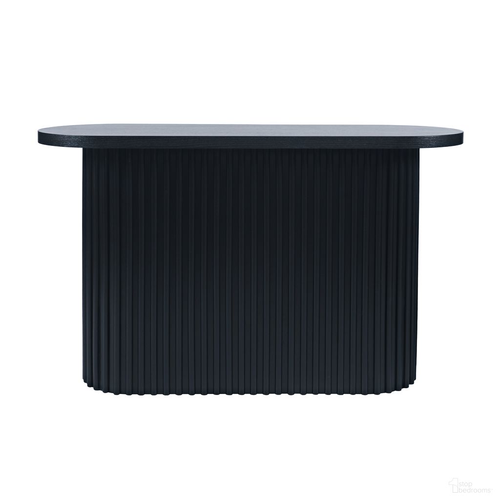 The appearance of Auden Oval Fluted Pedestal Base Sofa Console Table In Black designed by Jofran in the modern / contemporary interior design. This black piece of furniture was selected by 1StopBedrooms from Auden Collection to add a touch of cosiness and style into your home. Sku: 2420-4TBLK;2420-4BBLK. Material: MDF.
