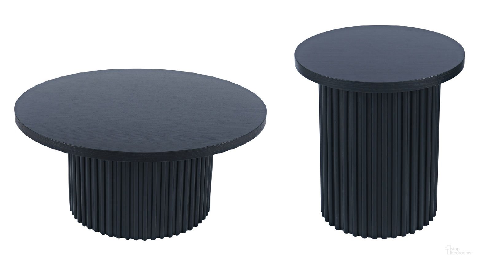 The appearance of Auden Round Fluted Pedestal Base Occasional Table Set In Black designed by Jofran in the modern / contemporary interior design. This black piece of furniture  was selected by 1StopBedrooms from Auden Collection to add a touch of cosiness and style into your home. Sku: 2420-2BBLK;2420-2TBLK;2420-3TBLK;2420-3BBLK. Material: MDF.