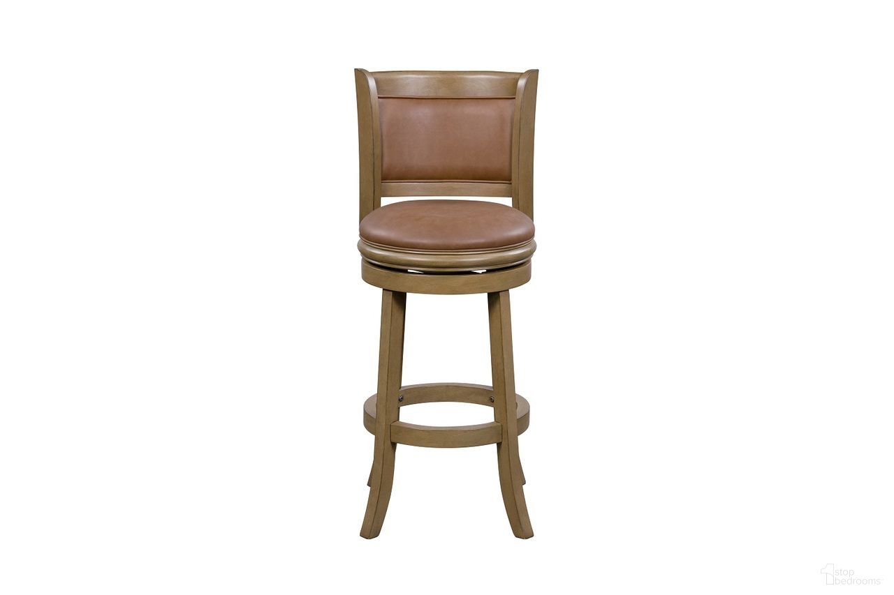 The appearance of Augusta Swivel Counter Stool In Distressed Sandrift and Caramel designed by Boraam Industries in the classic interior design. This distressed sandrift/caramel piece of furniture was selected by 1StopBedrooms from Augusta Collection to add a touch of cosiness and style into your home. Sku: 58824. Material: Rubberwood.