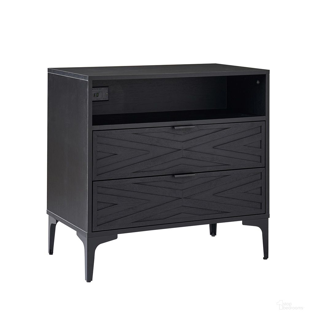 Auguste 2-Drawer Nightstand In Black