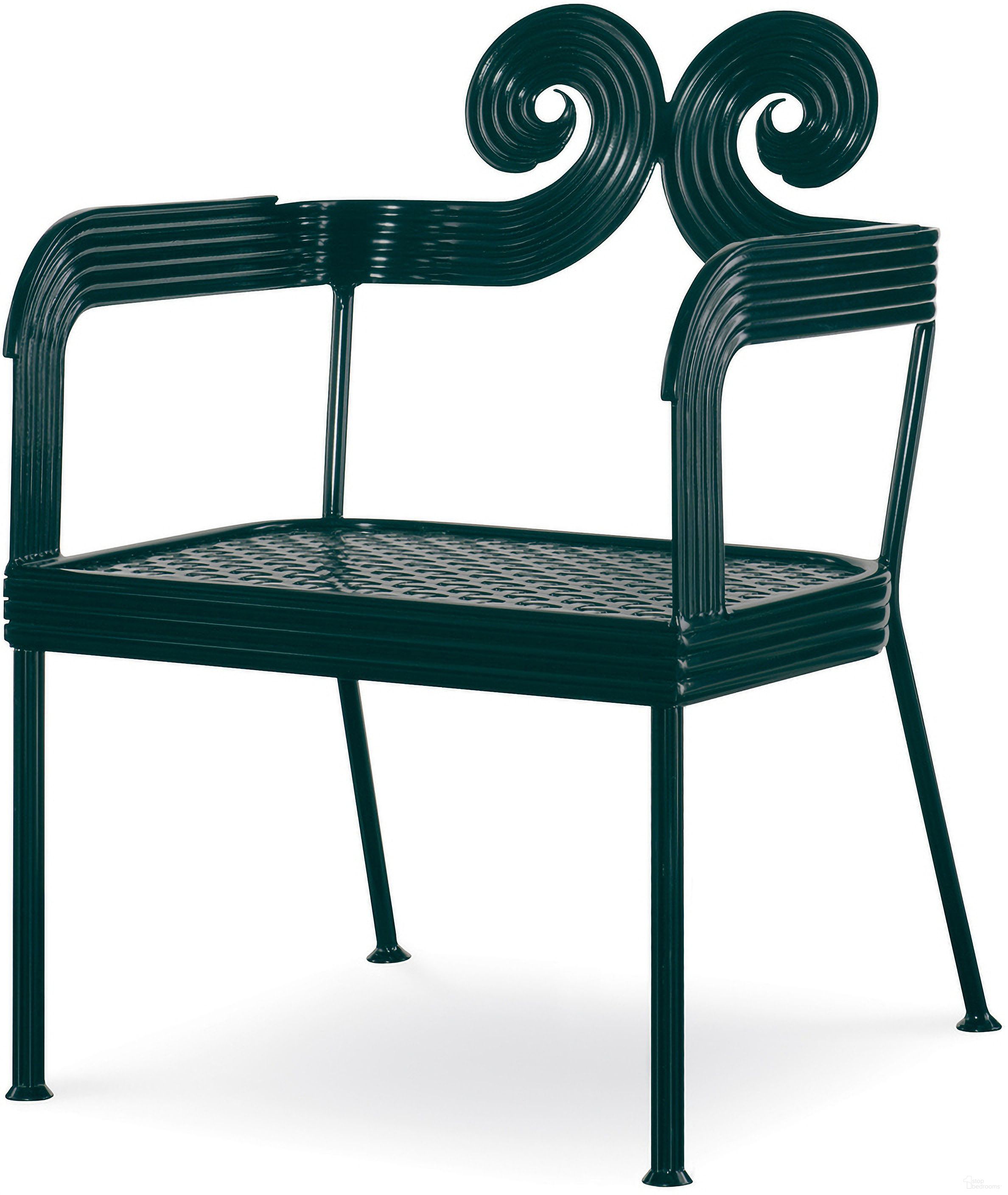 The appearance of Augustine Scrolled Side Chair In Litchfield Green designed by Century Furniture in the modern / contemporary interior design. This litchfield green piece of furniture  was selected by 1StopBedrooms from Thomas O'Brien Outdoor Collection to add a touch of cosiness and style into your home. Sku: AE-D41-11. Material: Aluminum.