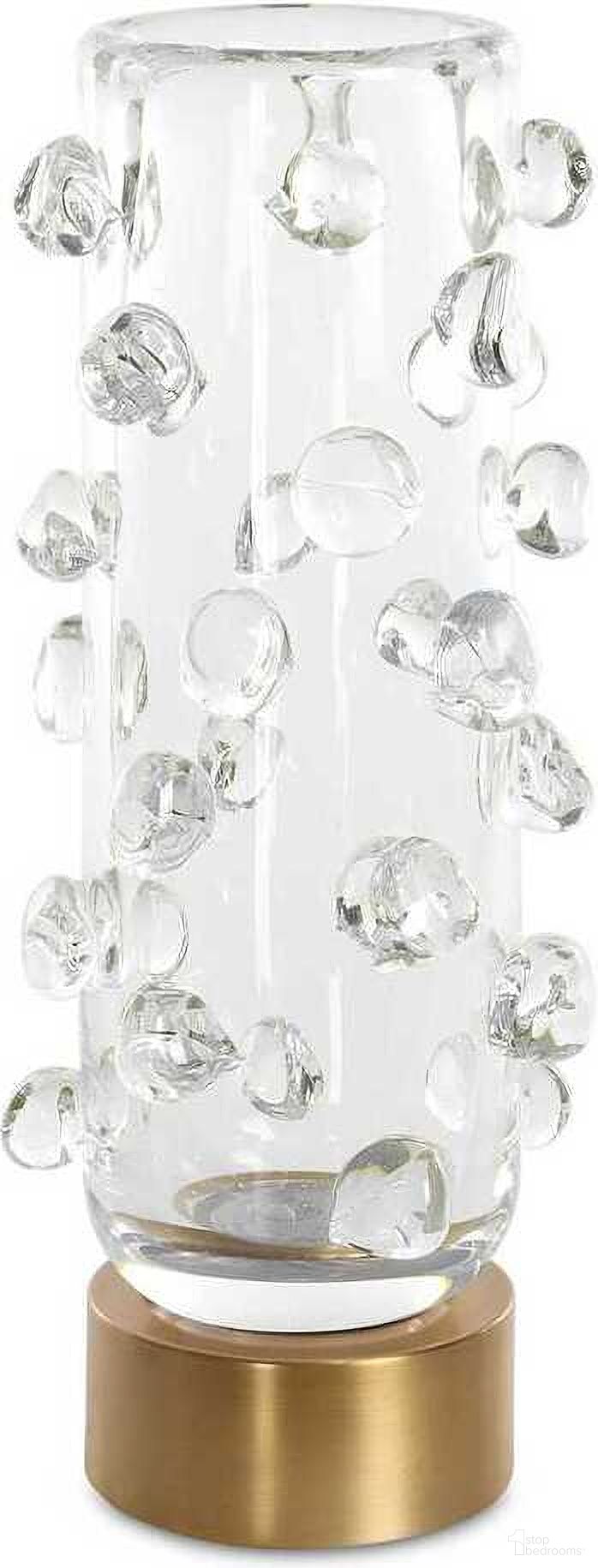 Aura Clear Glass Vase In Brass