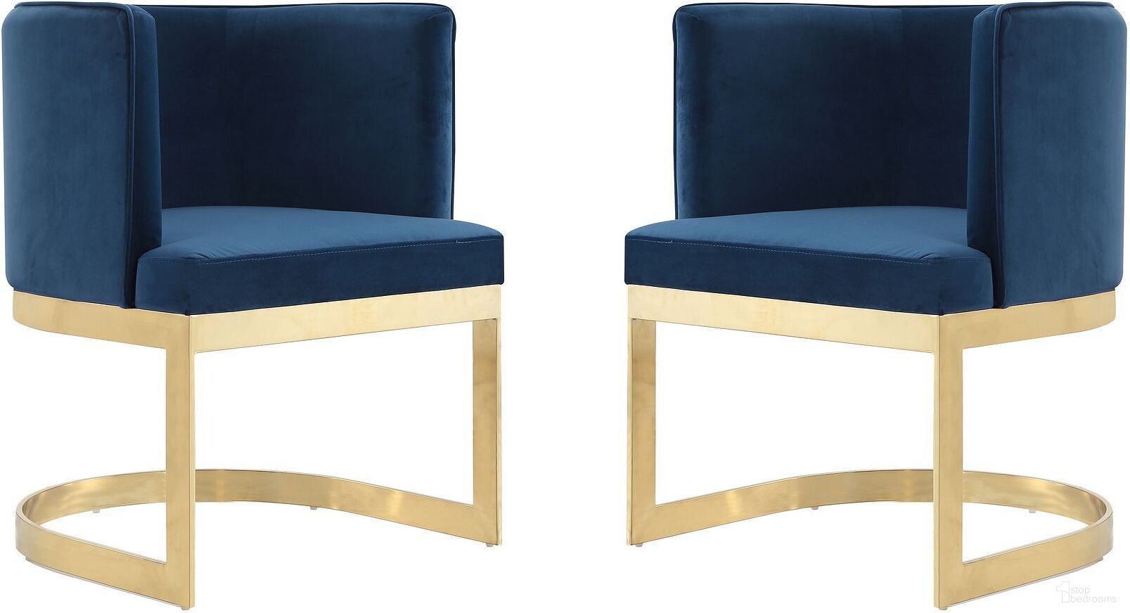 Aura Dining Chair in Royal Blue and Polished Brass (Set of 2)