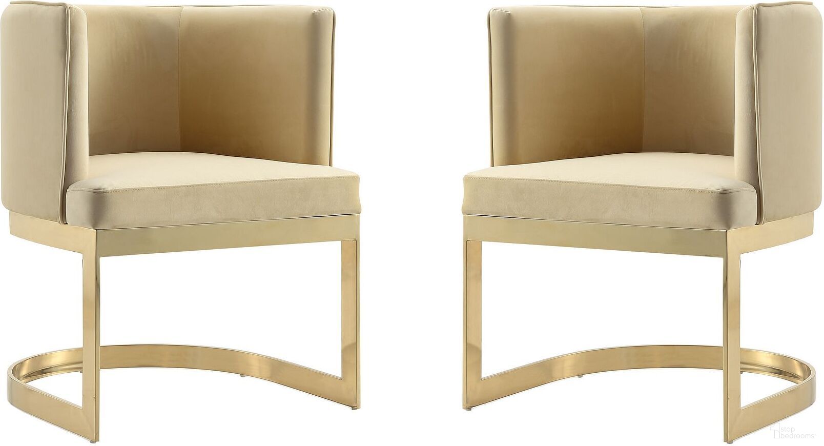 Aura Dining Chair in Sand and Polished Brass (Set of 2)