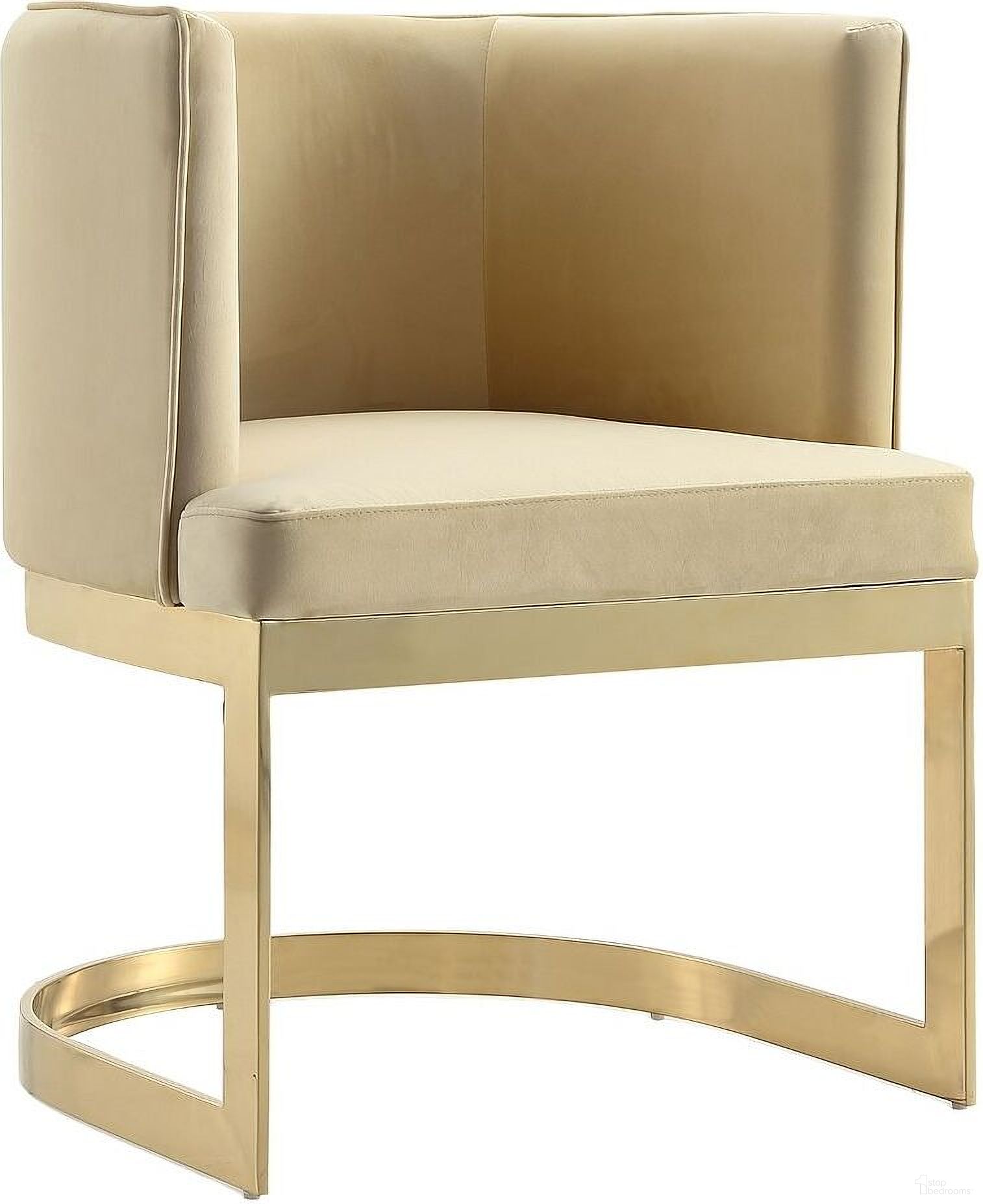 Aura Dining Chair in Sand and Polished Brass