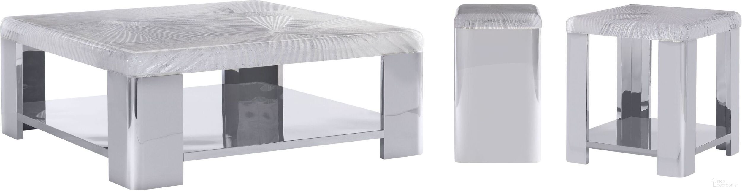 The appearance of Aura Occasional Table Set designed by Bernhardt in the modern / contemporary interior design. This stainless steel piece of furniture  was selected by 1StopBedrooms from Aura Collection to add a touch of cosiness and style into your home. Sku: 316011;316111. Material: Acrylic.