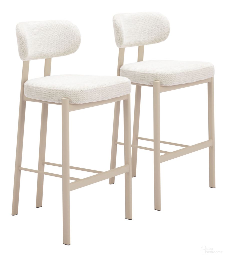 The appearance of Aurea Barstool Set of 2 In Light Gray designed by Zuo Modern in the modern / contemporary interior design. This light gray piece of furniture  was selected by 1StopBedrooms from Aurea Collection to add a touch of cosiness and style into your home. Sku: 110863. Material: Polyester.