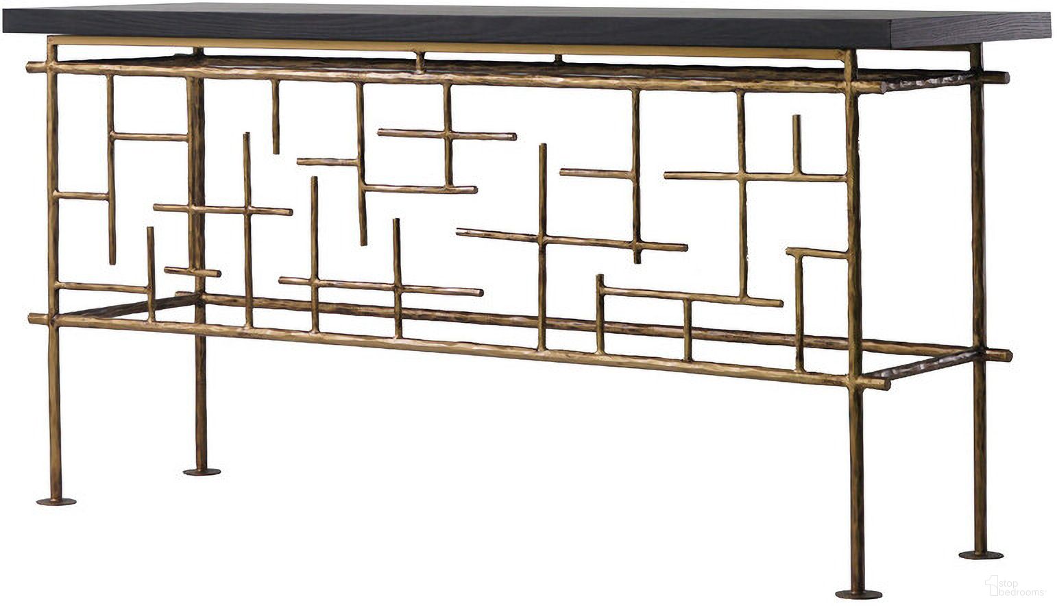 Aurelio Console In Espresso and Forged Distressed Brass