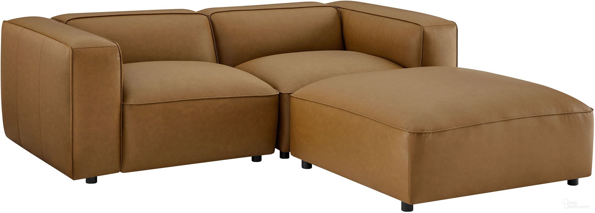 The appearance of Auren 3-Piece Upholstered Vegan Leather Modular Loveseat with Ottoman In Camel designed by Modway in the modern / contemporary interior design. This camel piece of furniture was selected by 1StopBedrooms from Auren Collection to add a touch of cosiness and style into your home. Sku: EEI-7122-CAM;EEI-7124-CAM;EEI-7125-CAM. Material: Vegan Leather.