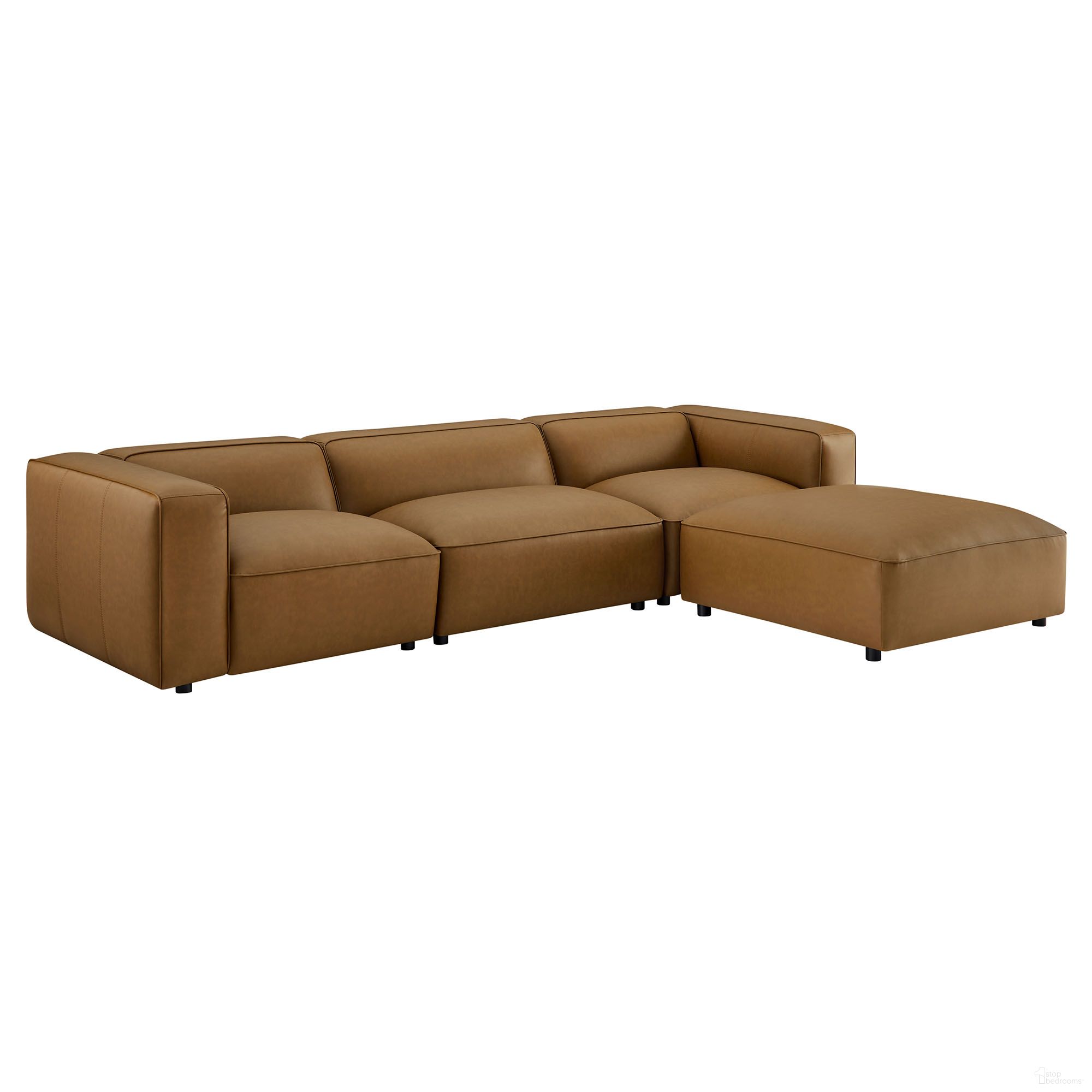 The appearance of Auren 4-Piece Vegan Leather Modular Sofa Set In Camel designed by Modway in the modern / contemporary interior design. This camel piece of furniture was selected by 1StopBedrooms from Auren Collection to add a touch of cosiness and style into your home. Sku: EEI-7121-CAM;EEI-7122-CAM;EEI-7124-CAM;EEI-7125-CAM. Material: Leather.