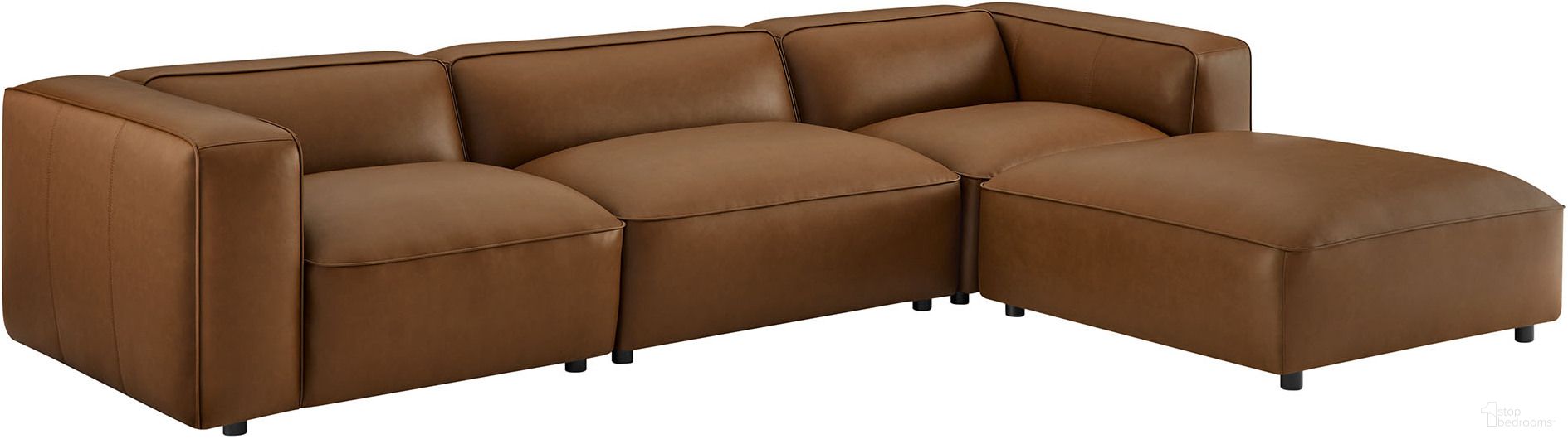 Auren 4-Piece Vegan Leather Modular Sofa Set In Coffee