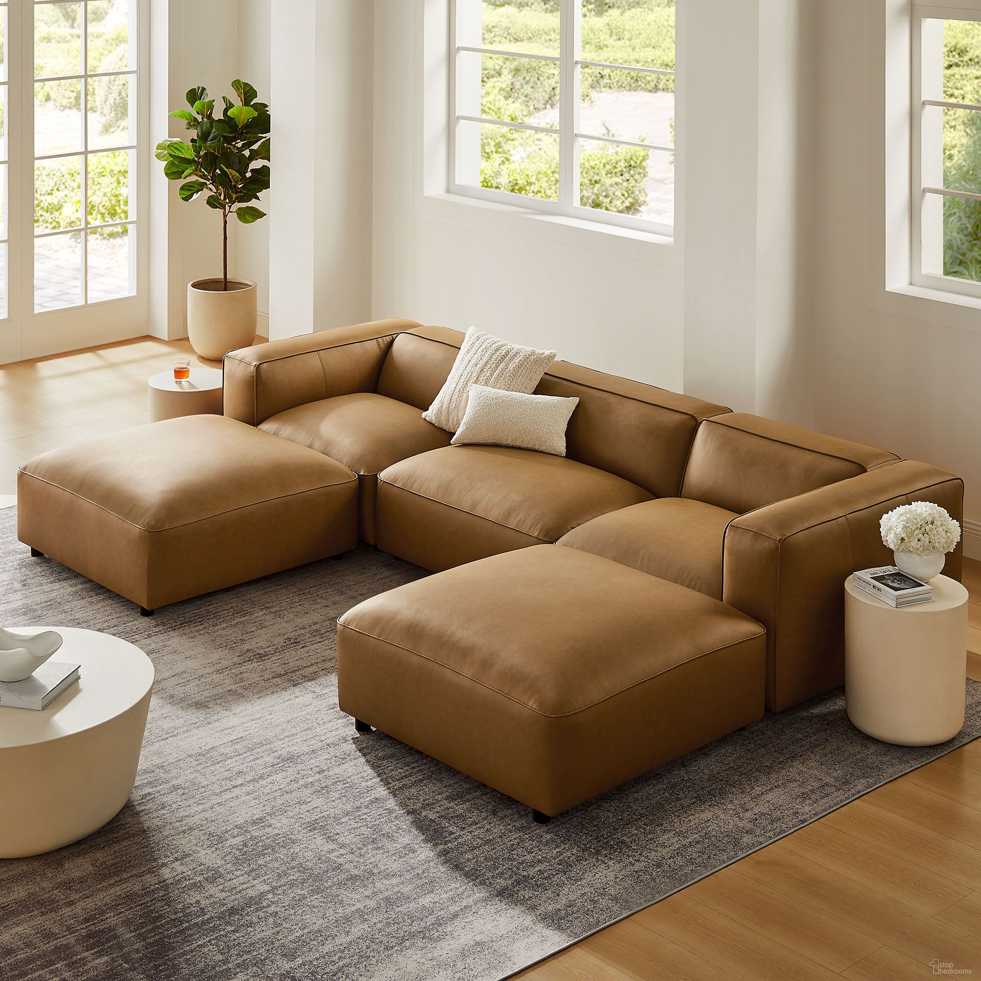 The appearance of Auren 5-Piece Upholstered Vegan Leather Modular U-Shaped Sofa In Camel designed by Modway in the modern / contemporary interior design. This camel piece of furniture was selected by 1StopBedrooms from Auren Collection to add a touch of cosiness and style into your home. Sku: EEI-7125-CAM;EEI-7124-CAM;EEI-7121-CAM;EEI-7122-CAM;EEI-7125-CAM. Material: Leather. Layout: U-Shape.