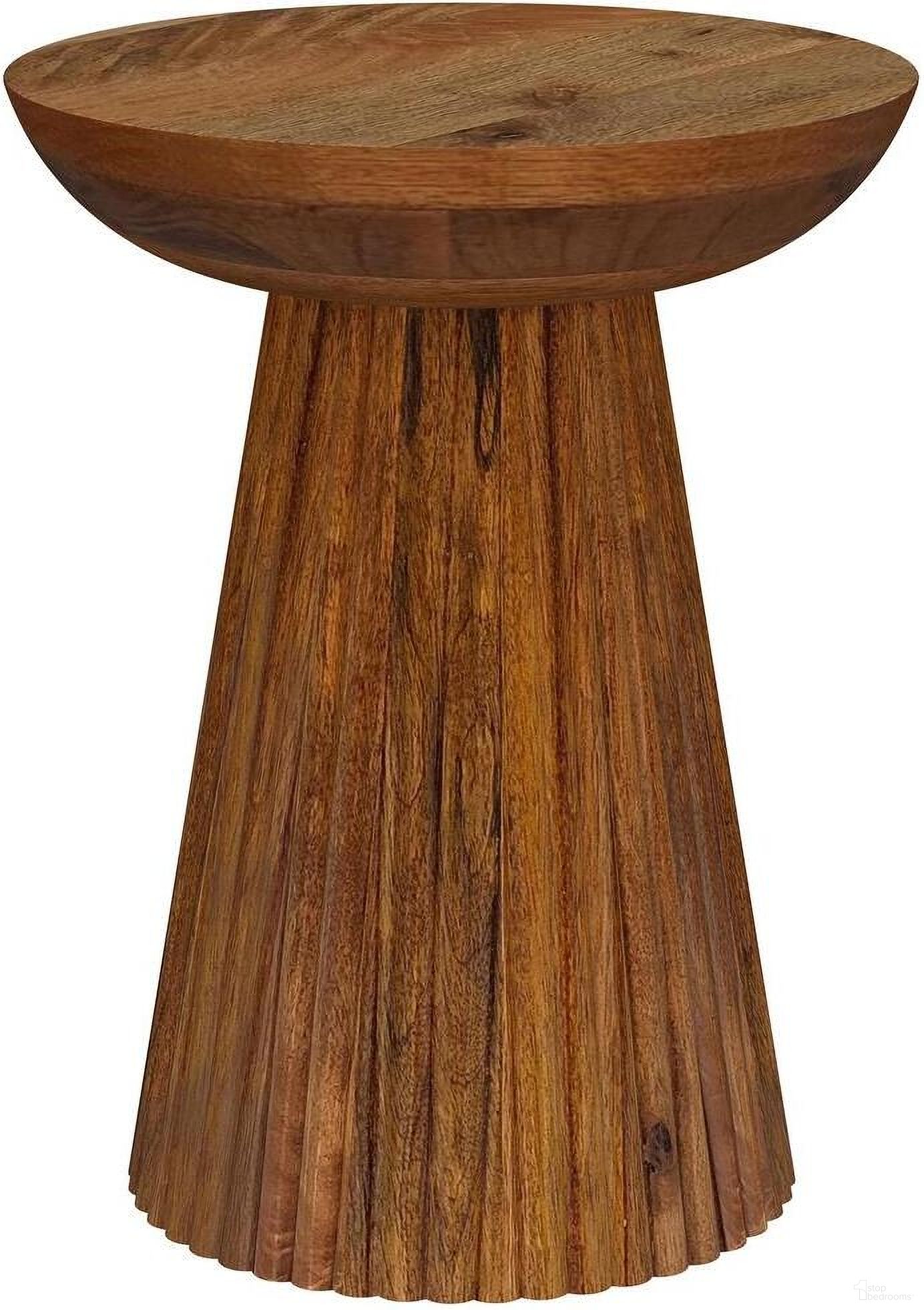 The appearance of Aureo Round Solid Wood Accent Side Table In Wild Honey designed by Coaster in the modern / contemporary interior design. This wild honey piece of furniture  was selected by 1StopBedrooms from Aureo Collection to add a touch of cosiness and style into your home. Sku: 931155. Material: Wood.