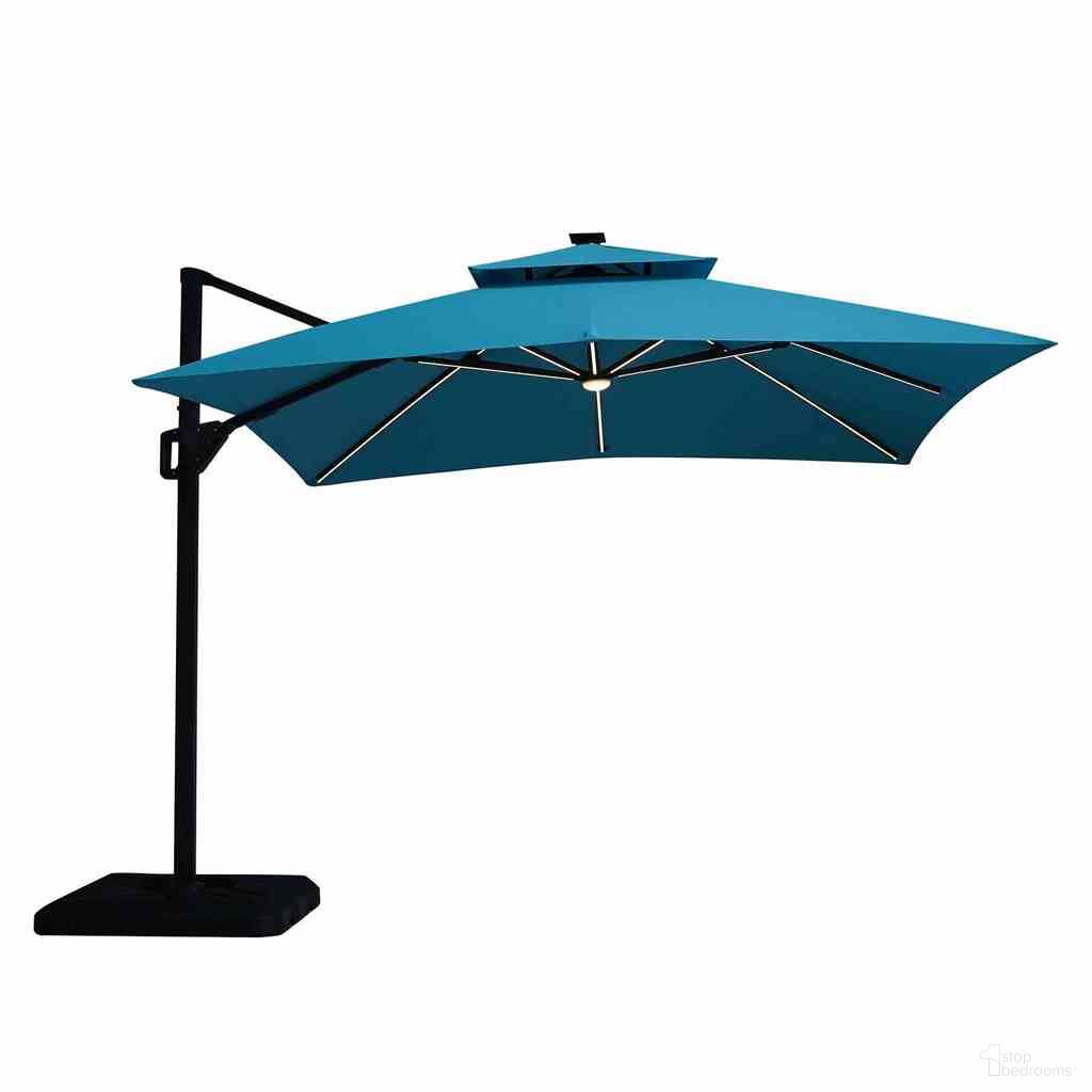 The appearance of Aurora 10 Foot Square Umbrella In Double Top In LED Bulb and Control In Teal designed by Furniture of America in the modern / contemporary interior design. This teal piece of furniture was selected by 1StopBedrooms from Aurora Collection to add a touch of cosiness and style into your home. Sku: LA-A015TL;LA-A033BK. Material: Aluminum.