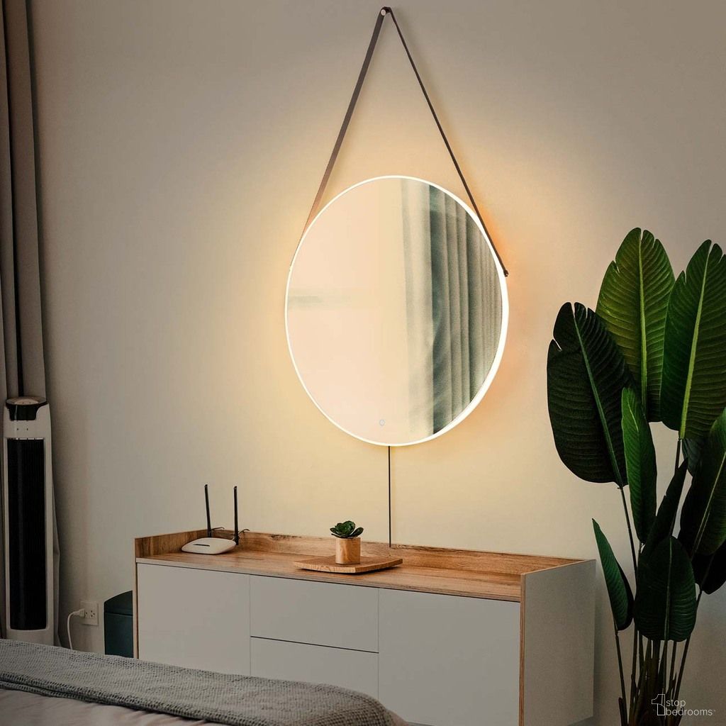 Aurora 36 Inch Round Backlit LED Wall Mirror In Chrome