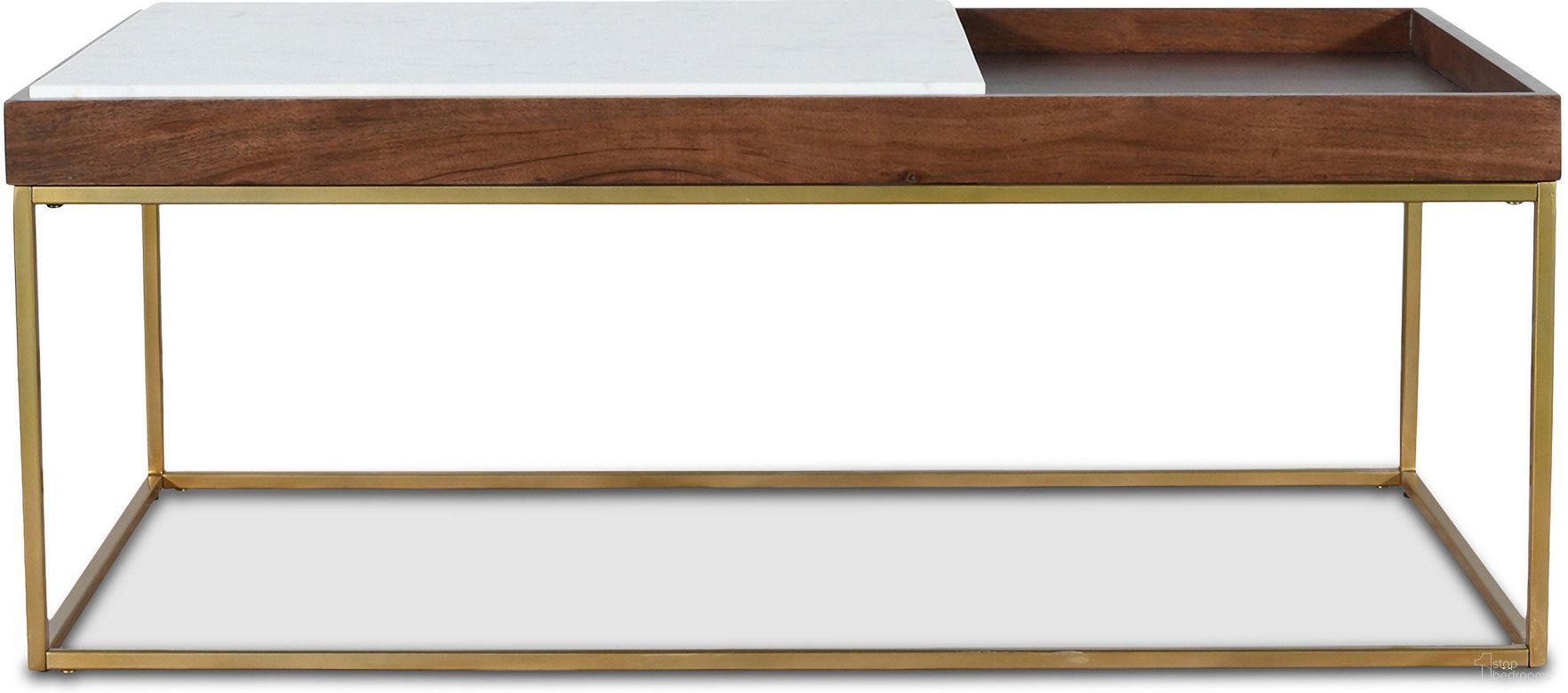 The appearance of Aurora 45 Inch Coffee Table with White Marble and Mango Wood In Walnut designed by Home Trends and Design in the transitional interior design. This walnut piece of furniture was selected by 1StopBedrooms from Aurora Collection to add a touch of cosiness and style into your home. Sku: ZWAURCT. Material: Wood.