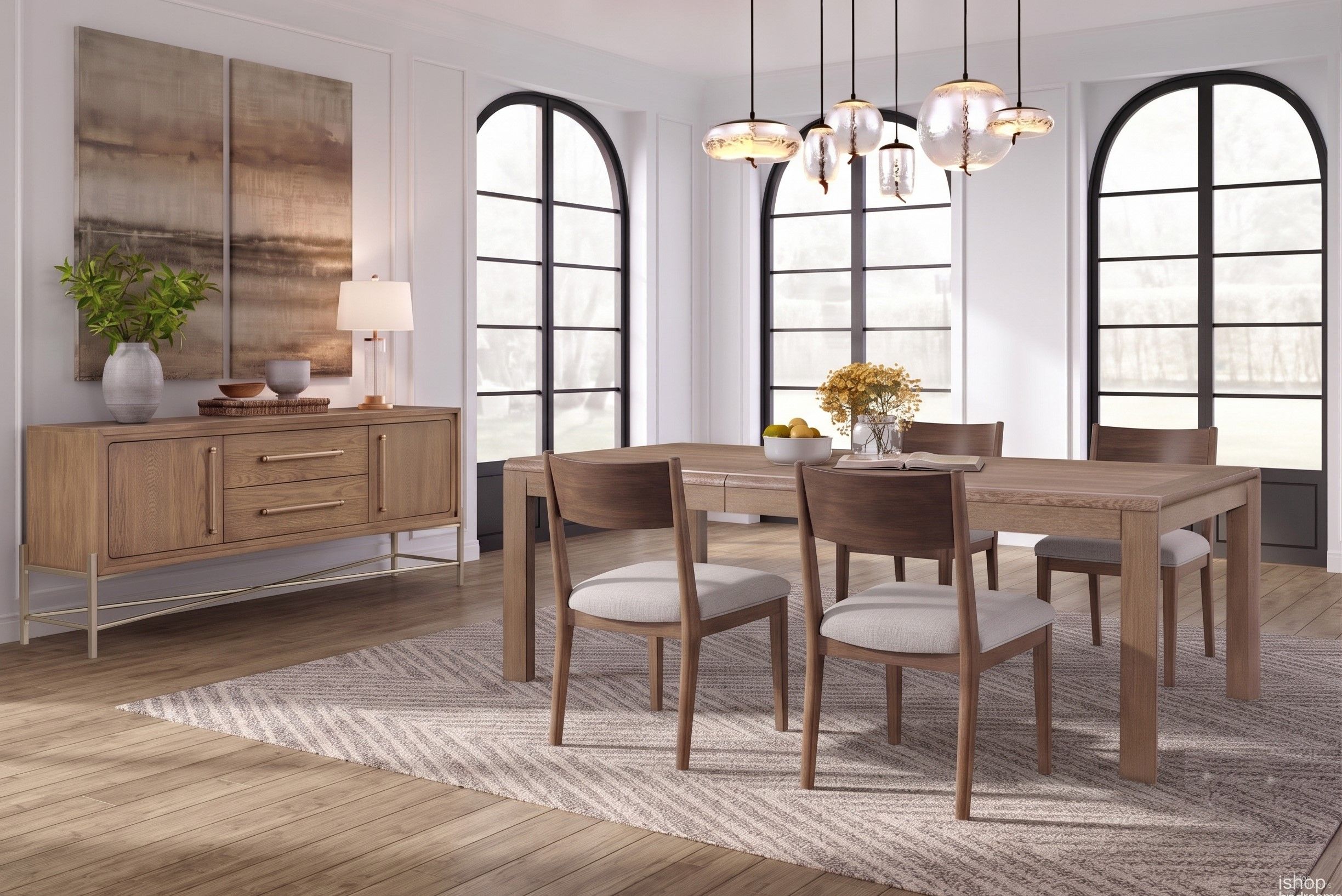 Aurora Dining Room Set with Leaf In Latte