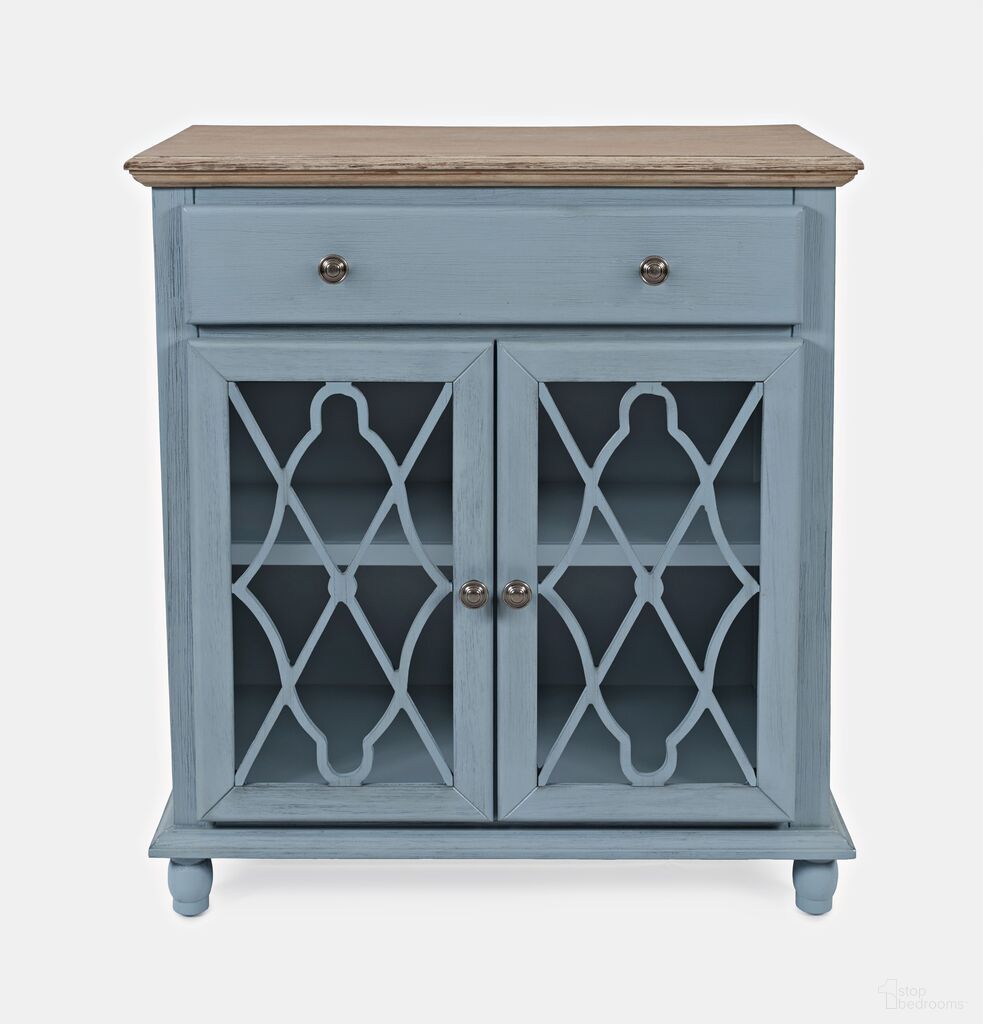 The appearance of Aurora Hills Country Wire Brushed 2 Door Accent Chest In Blue designed by Jofran in the country / farmhouse interior design. This blue piece of furniture  was selected by 1StopBedrooms from Aurora Hills Collection to add a touch of cosiness and style into your home. Sku: 1997-31. Material: Acacia.